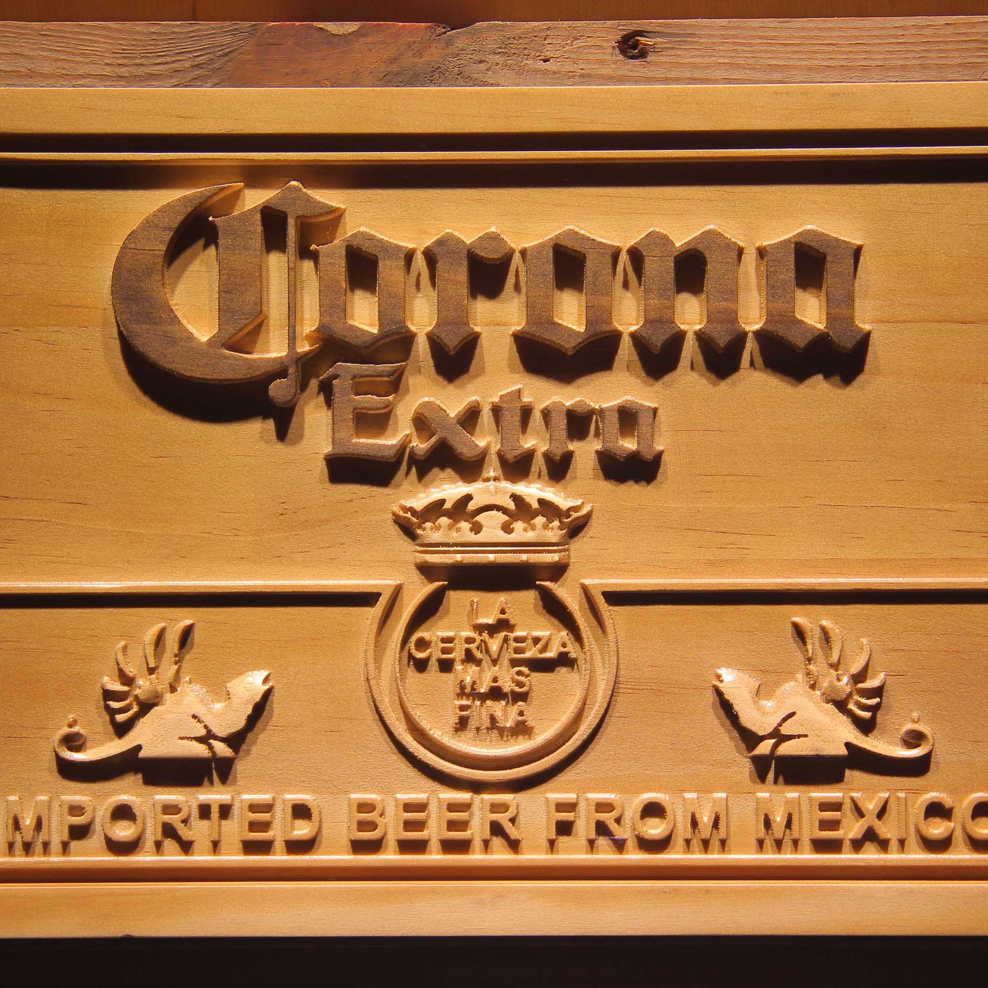 Corona Beer Mexico 3D Wooden Engrave Sign