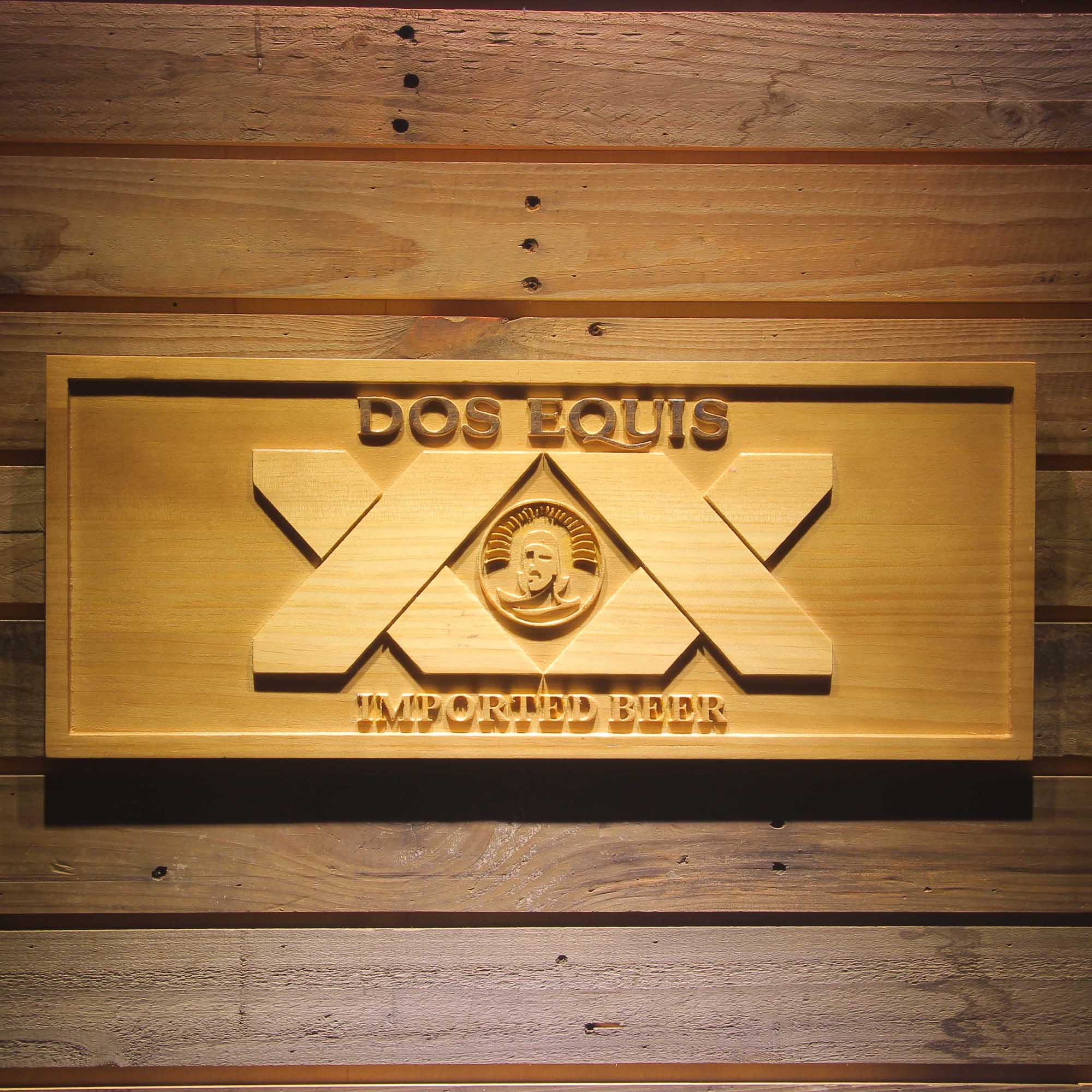 Dos Equis Beer 3D Wooden Engrave Sign