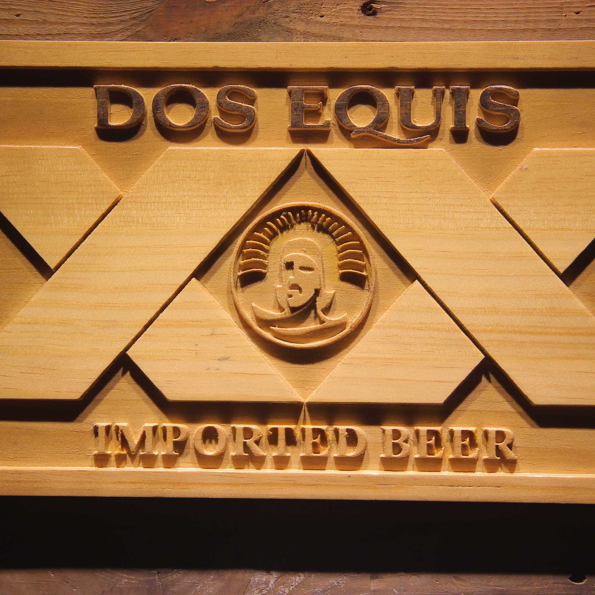 Dos Equis Beer 3D Wooden Engrave Sign