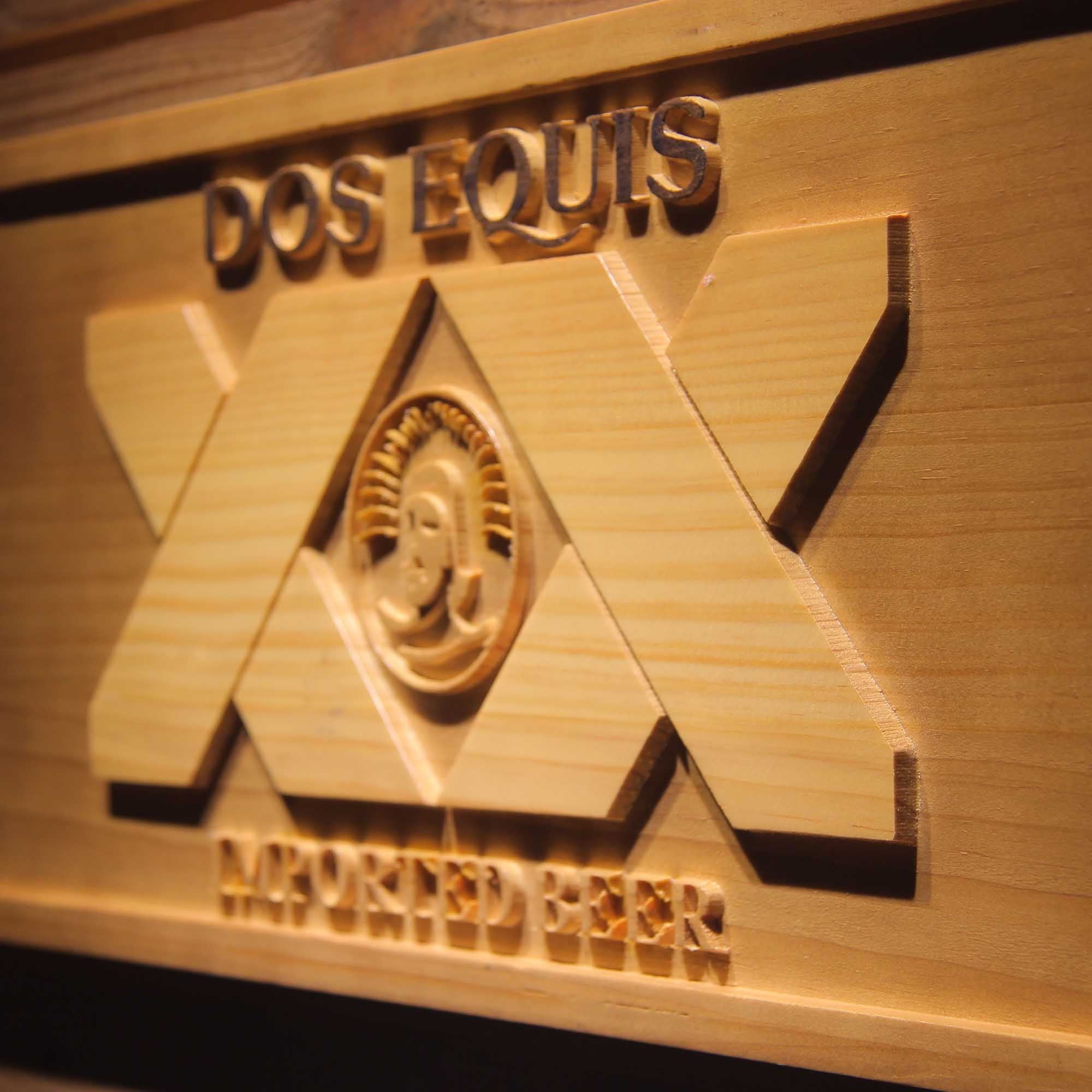 Dos Equis Beer 3D Wooden Engrave Sign