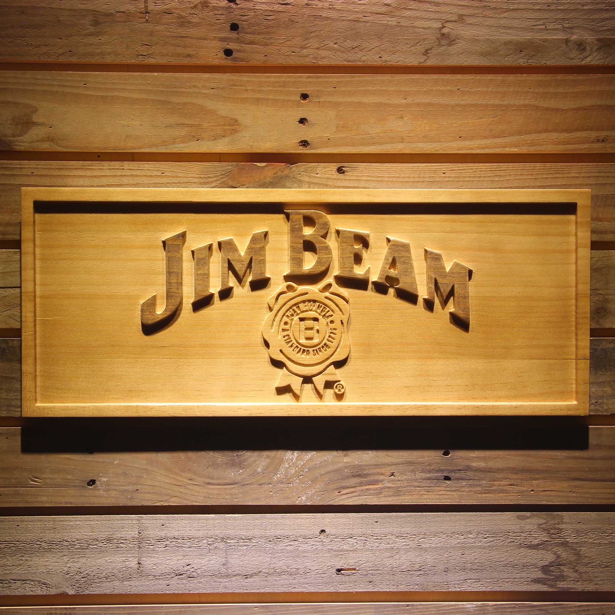 Jim Beam 3D Wooden Engrave Sign