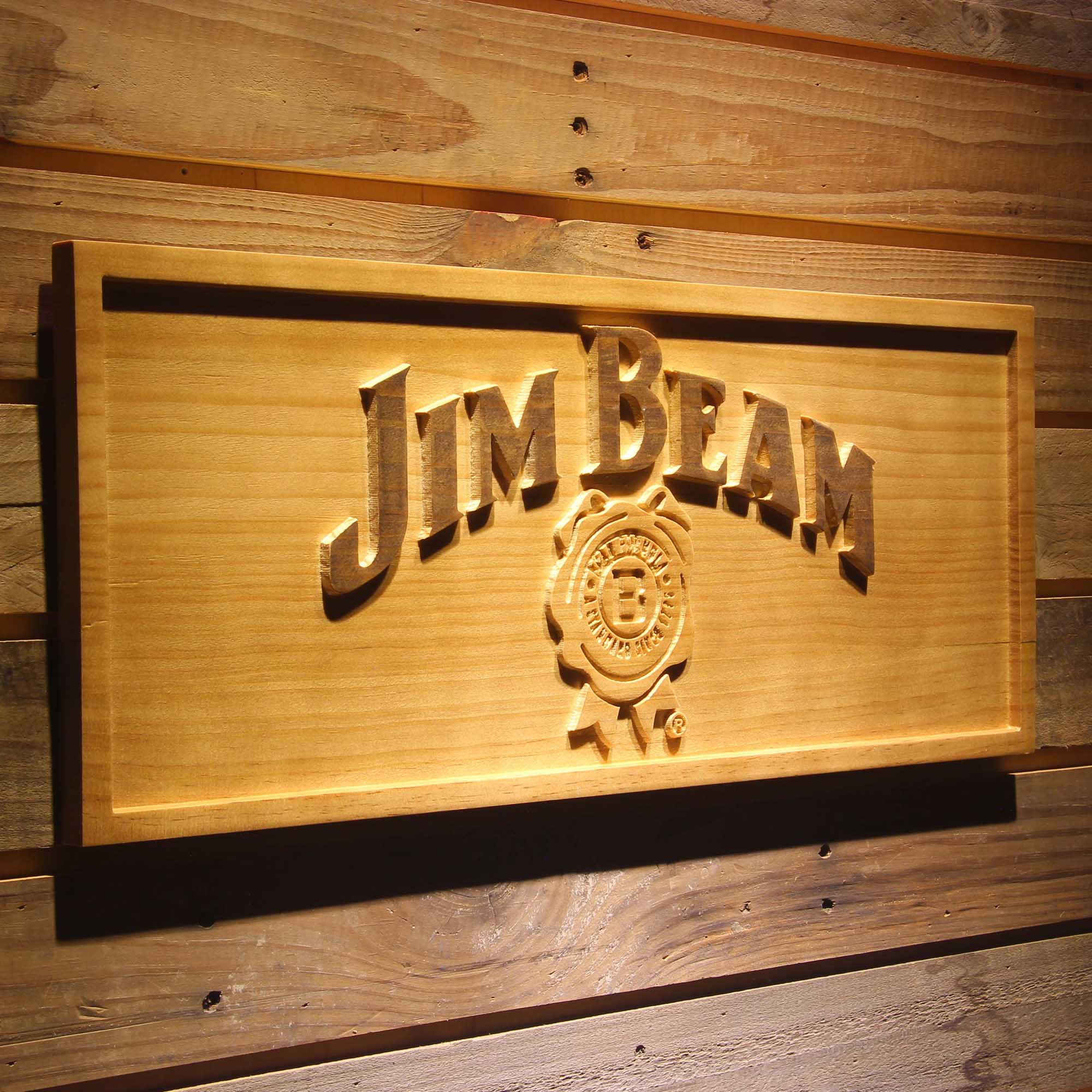 Jim Beam 3D Wooden Engrave Sign