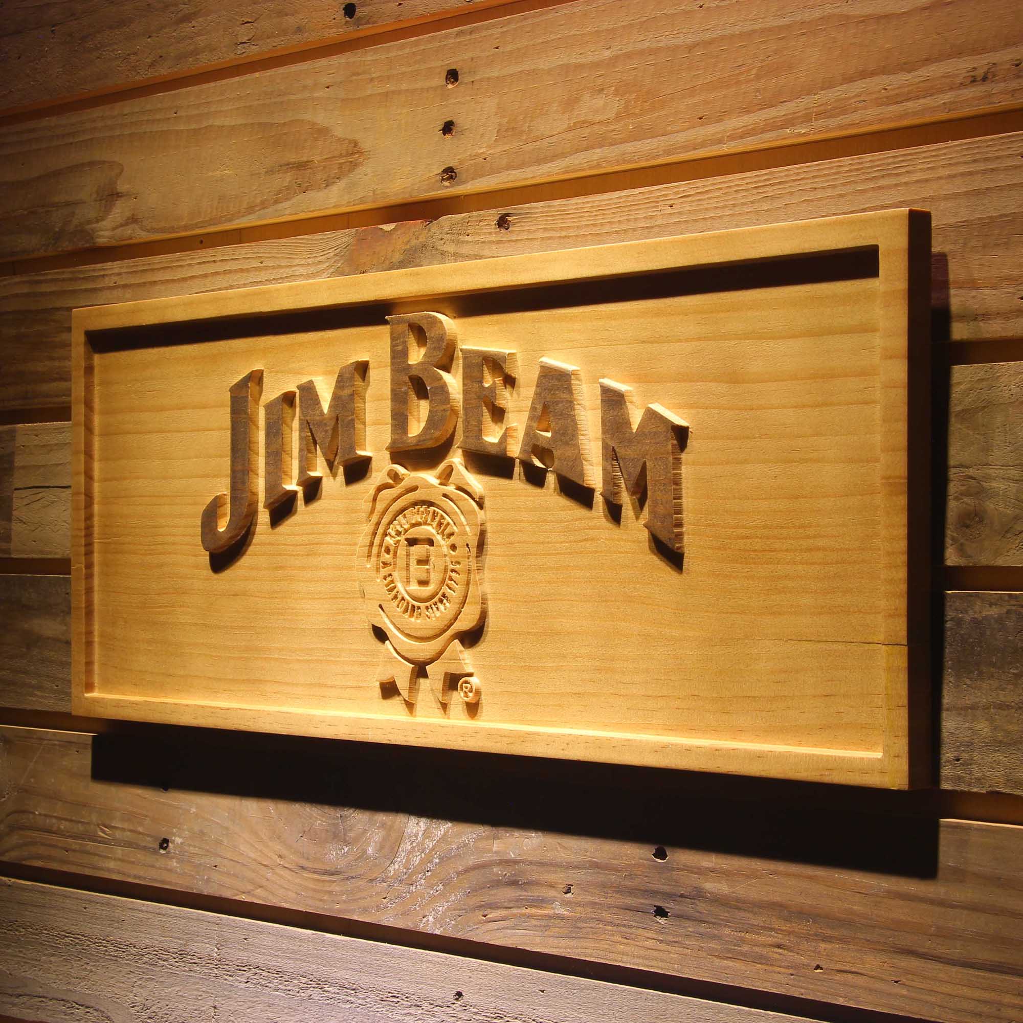 Jim Beam 3D Wooden Engrave Sign