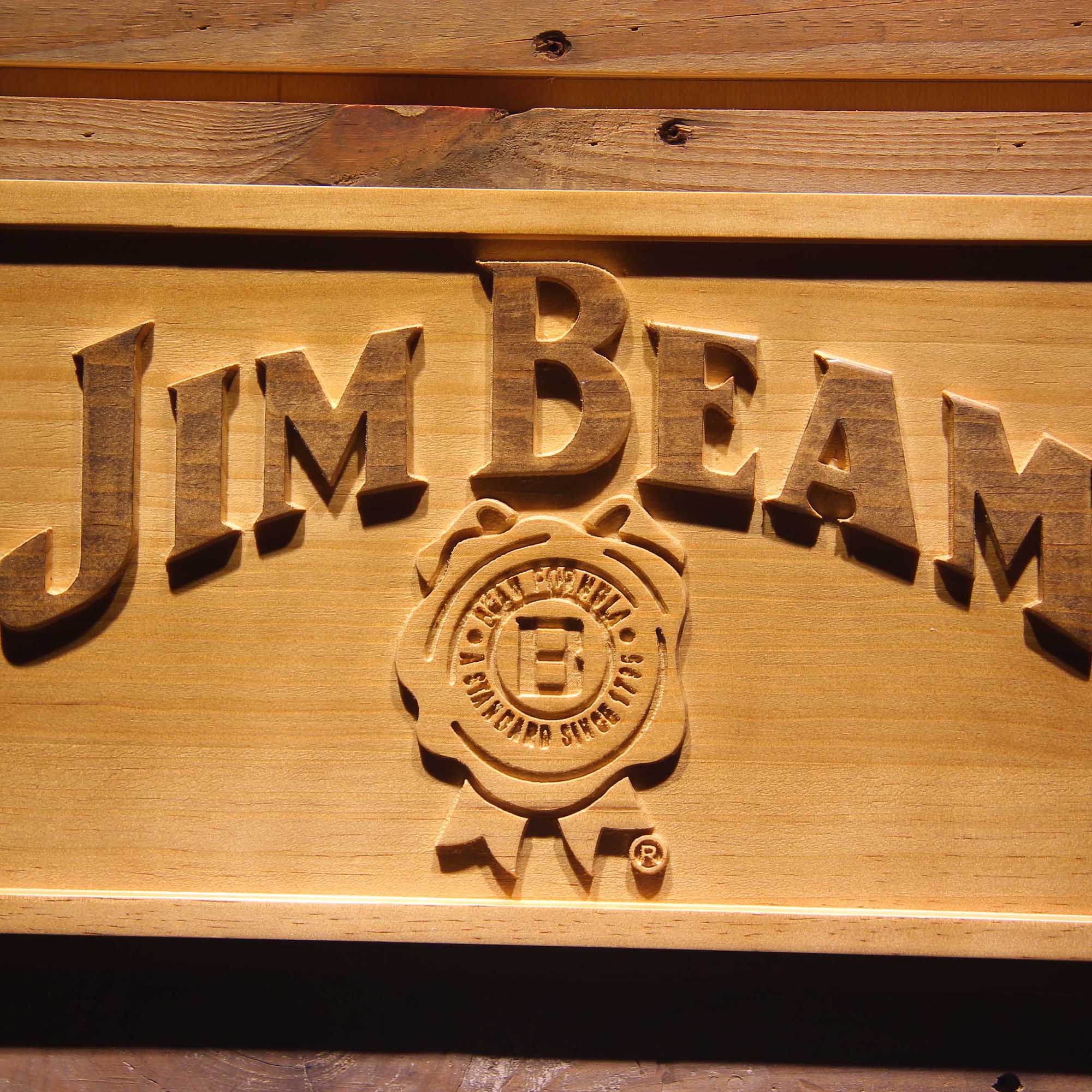 Jim Beam 3D Wooden Engrave Sign