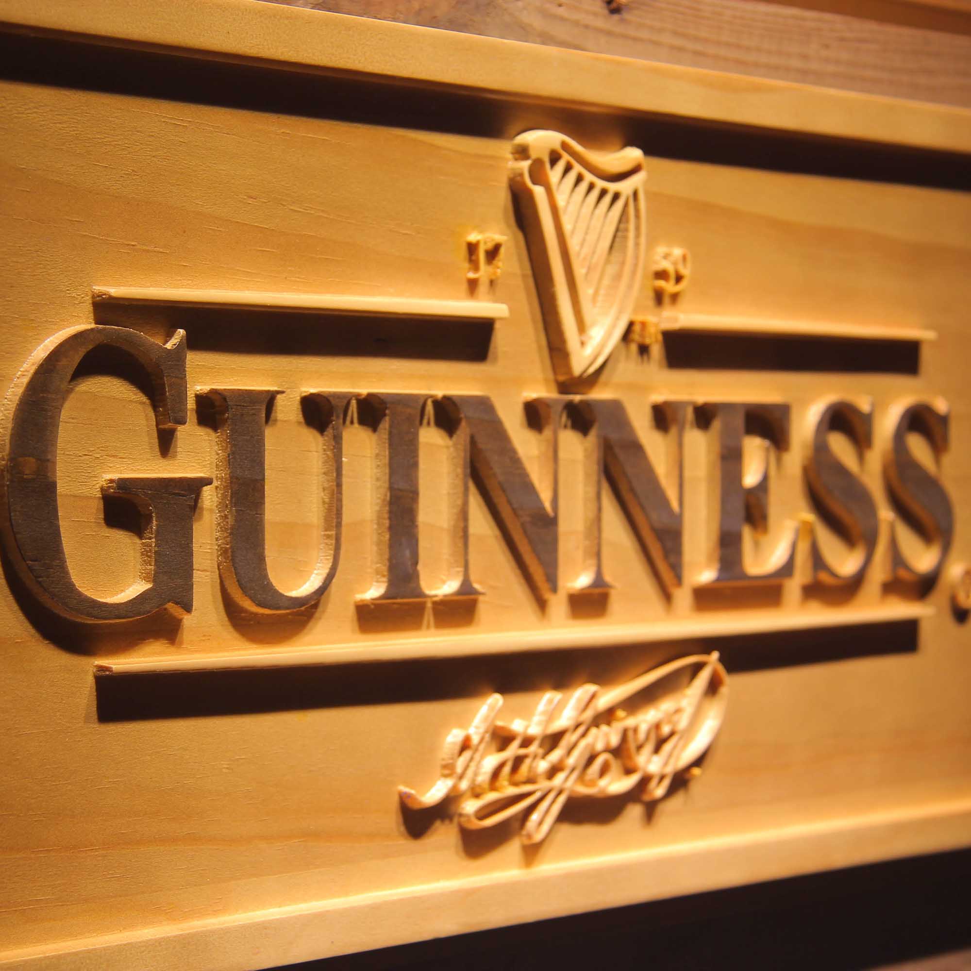 Guinness Ale 3D Wooden Engrave Sign