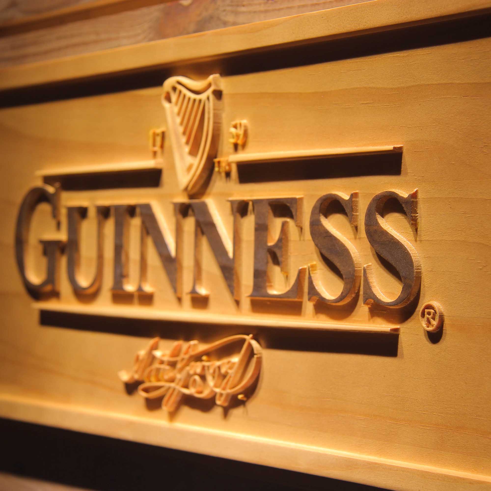 Guinness Ale 3D Wooden Engrave Sign