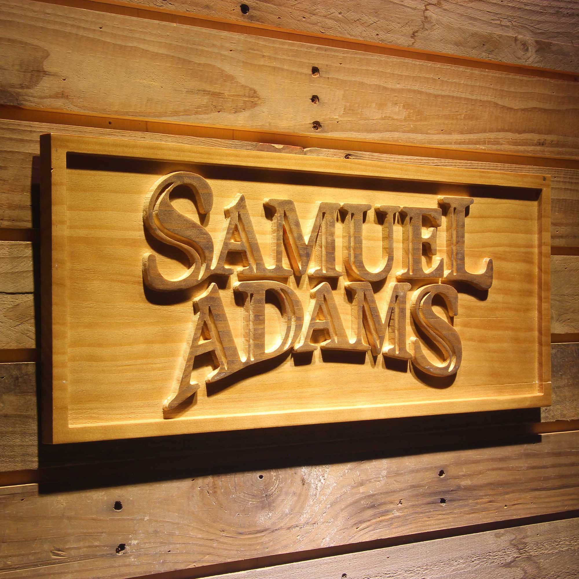 Samuel Adams 3D Wooden Engrave Sign