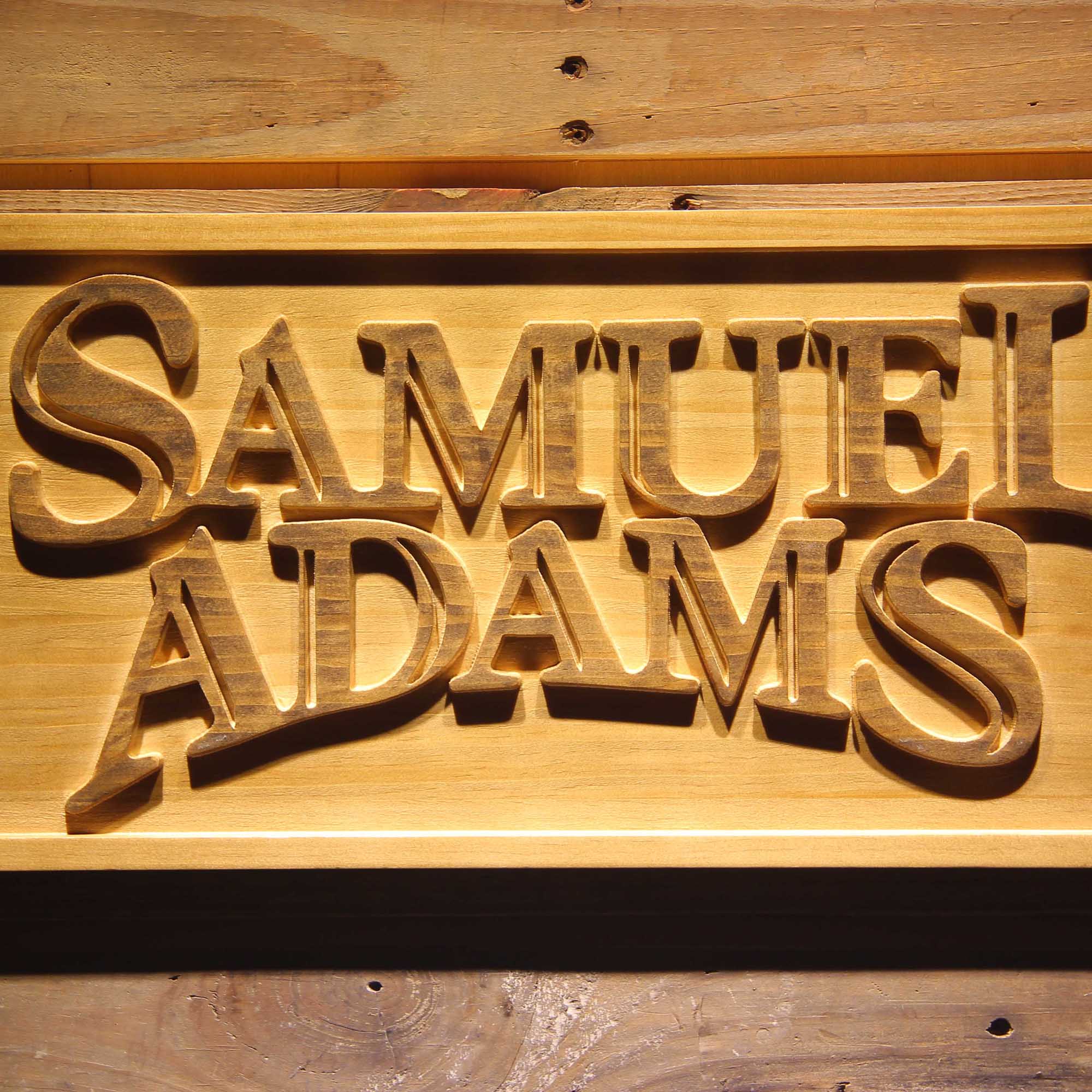 Samuel Adams 3D Wooden Engrave Sign
