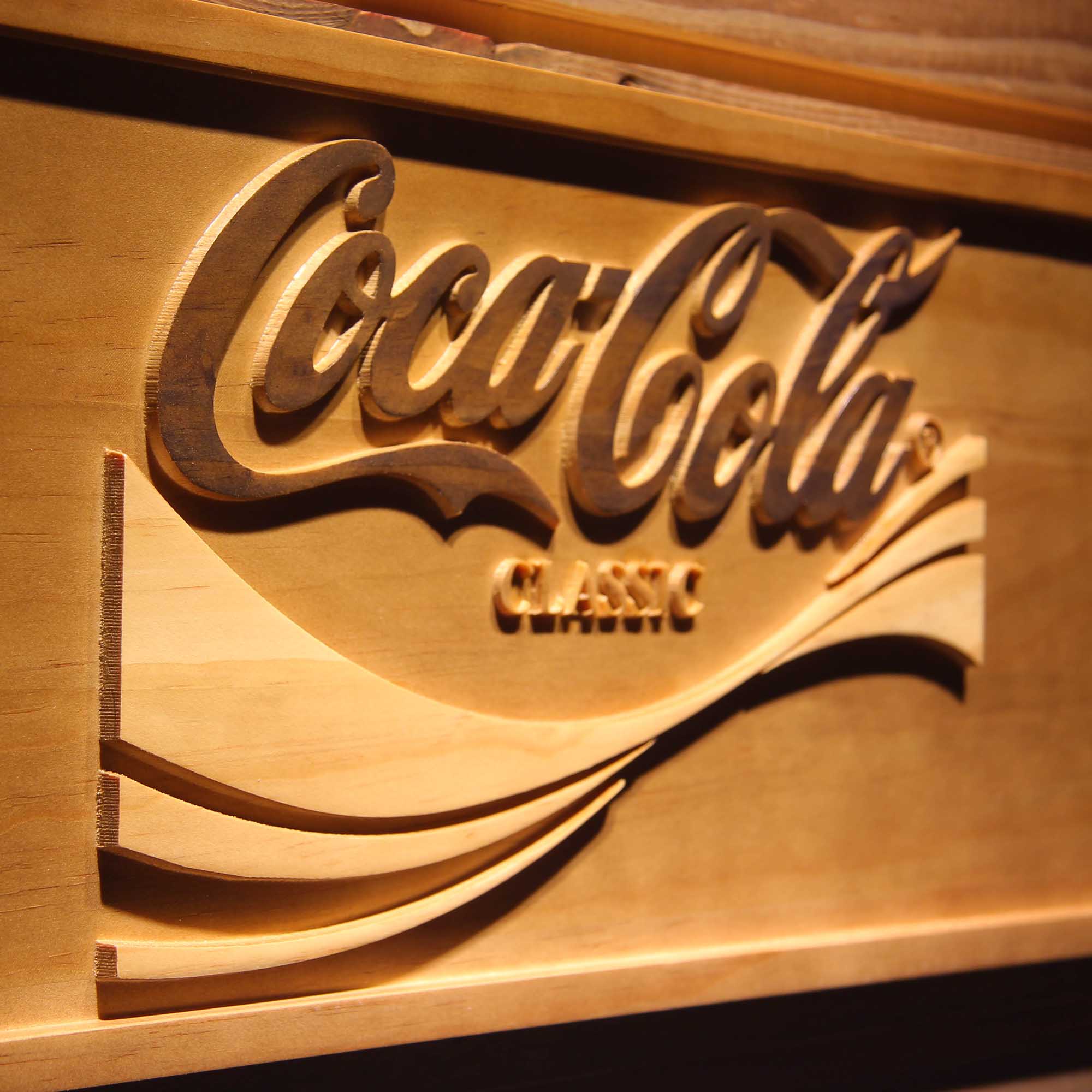 Coca Cola Classic 3D Wooden Engrave Sign