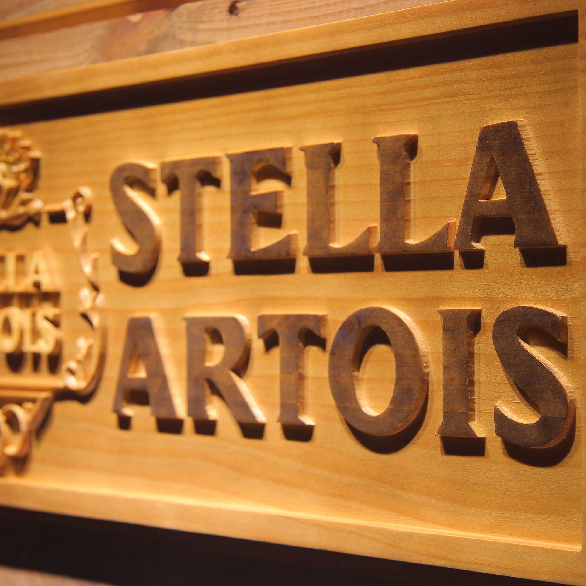 Stella Artois Beer 3D Wooden Engrave Sign