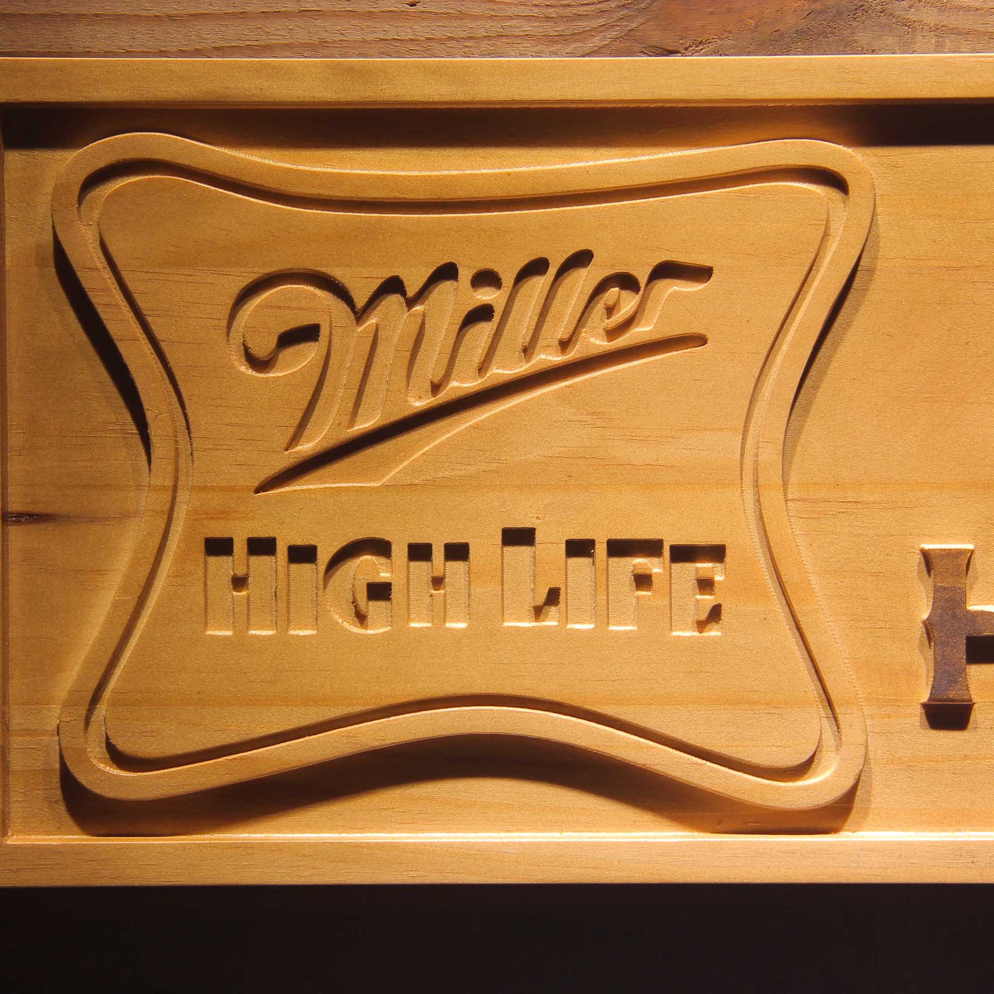 Miller High Life 3D Wooden Engrave Sign