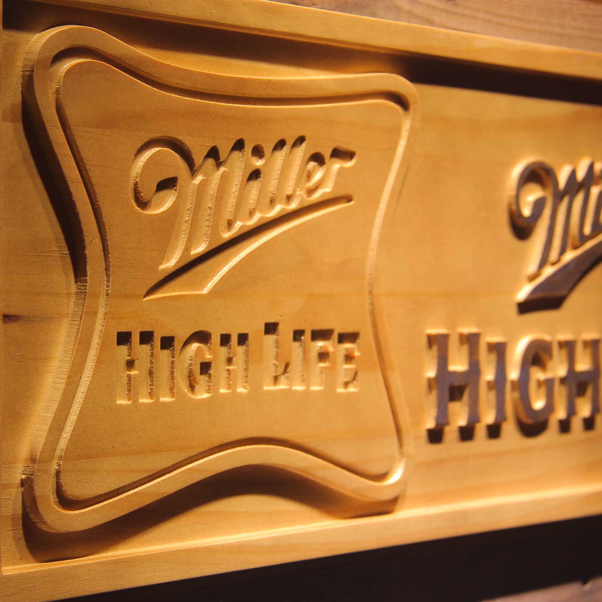 Miller High Life 3D Wooden Engrave Sign