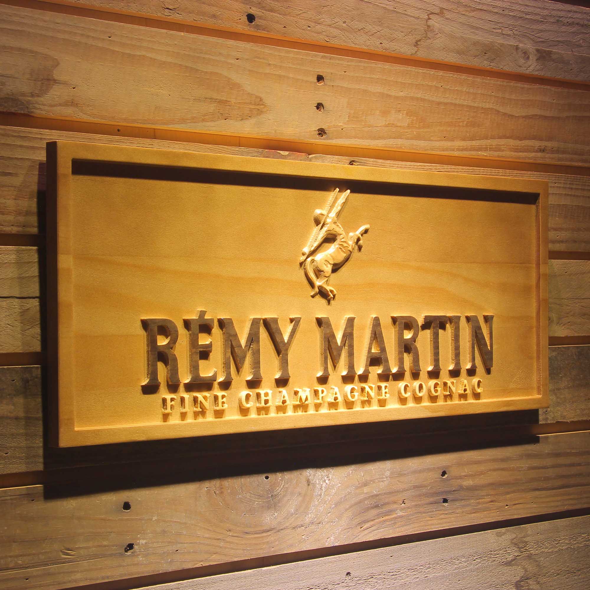 Remy Martin 3D Wooden Engrave Sign