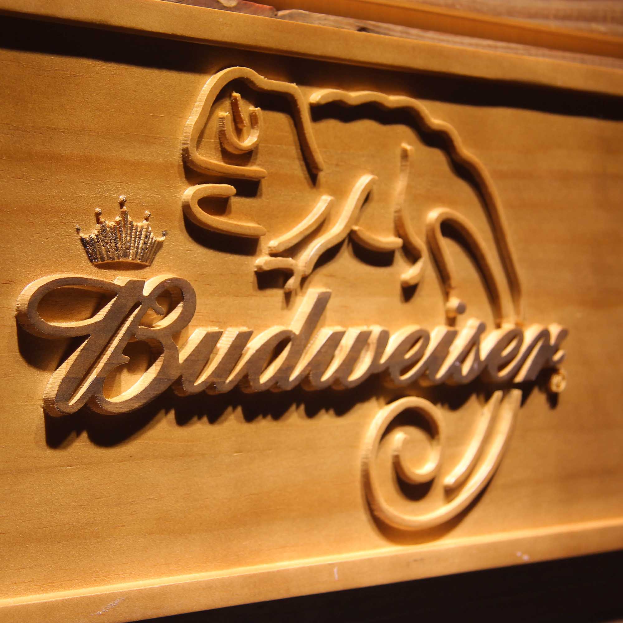 Budweiser Lizard 3D Wooden Engrave Sign