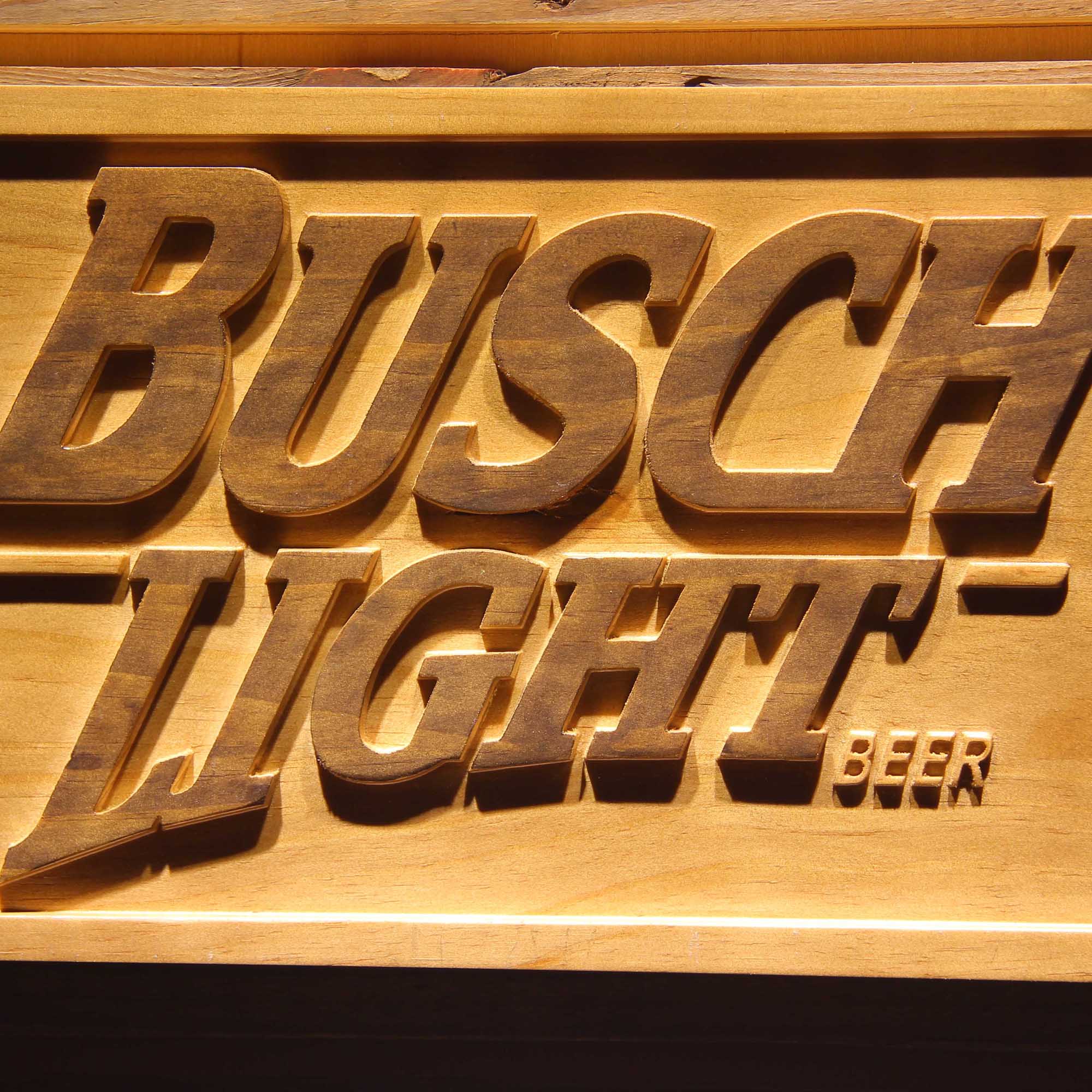 Busch Lite Beer Vintage Club Bar 3D Wooden Engrave Sign