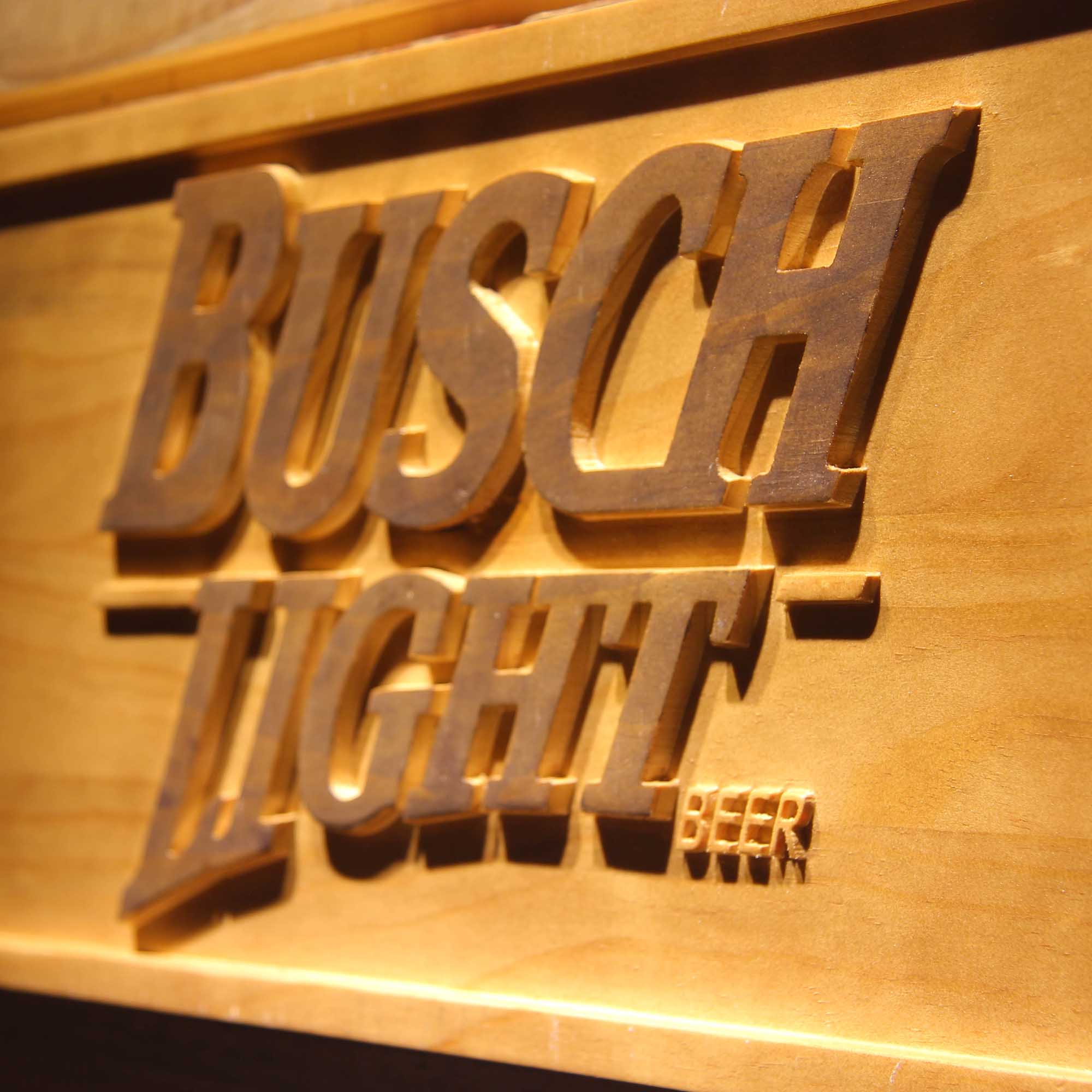 Busch Lite Beer Vintage Club Bar 3D Wooden Engrave Sign