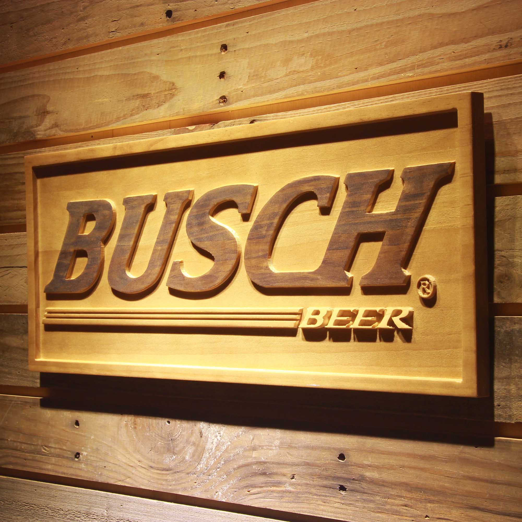 Busch Beer 3D Wooden Engrave Sign