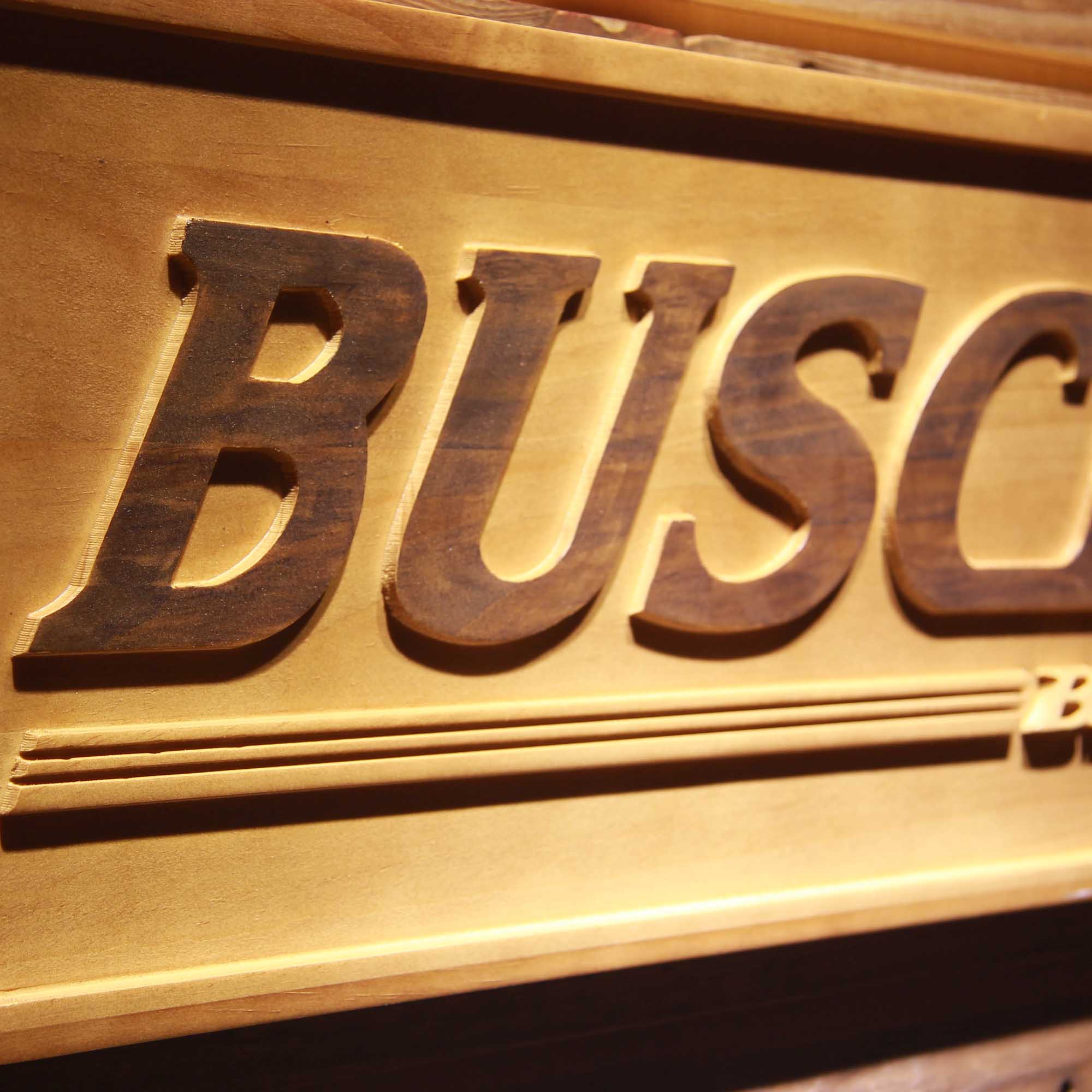 Busch Beer 3D Wooden Engrave Sign