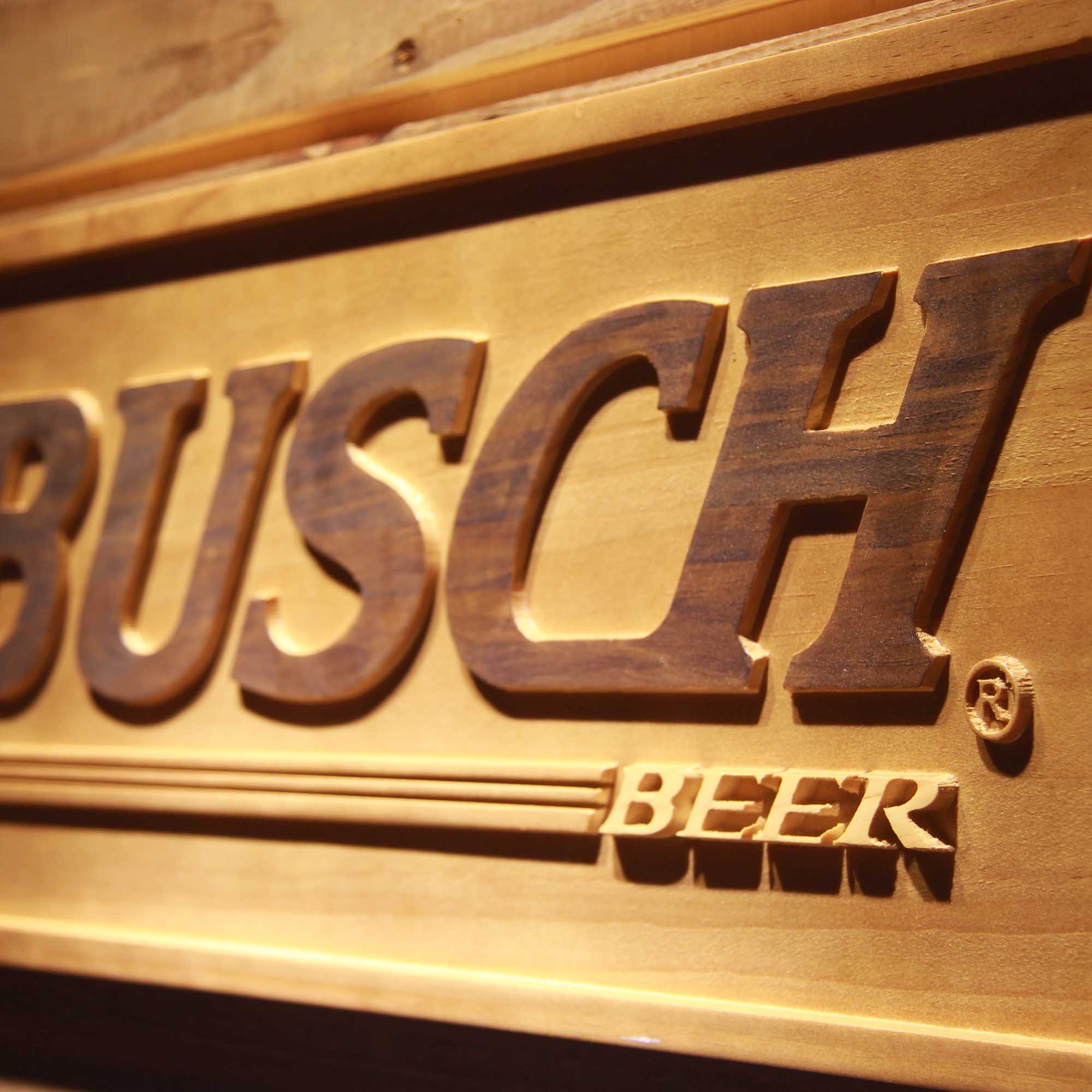 Busch Beer 3D Wooden Engrave Sign