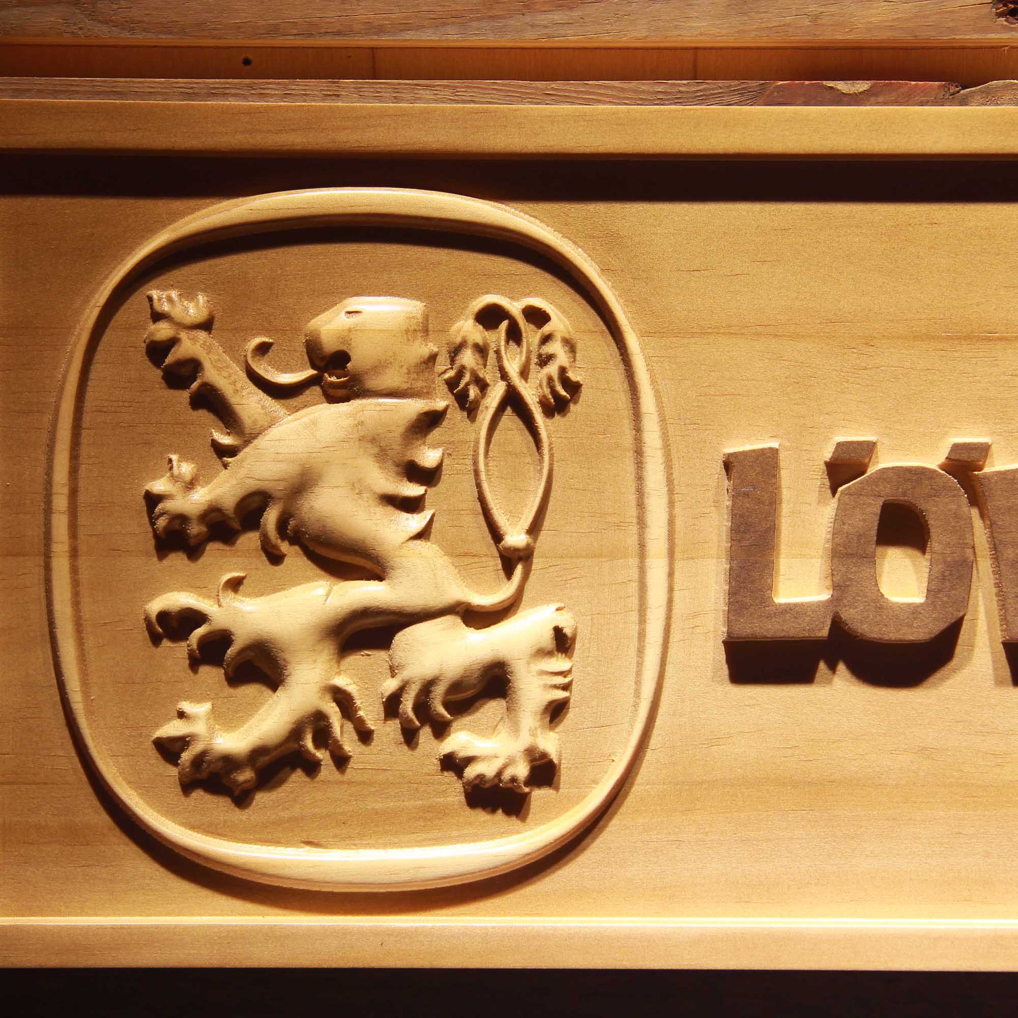 Lowenbrau Beer 3D Wooden Engrave Sign