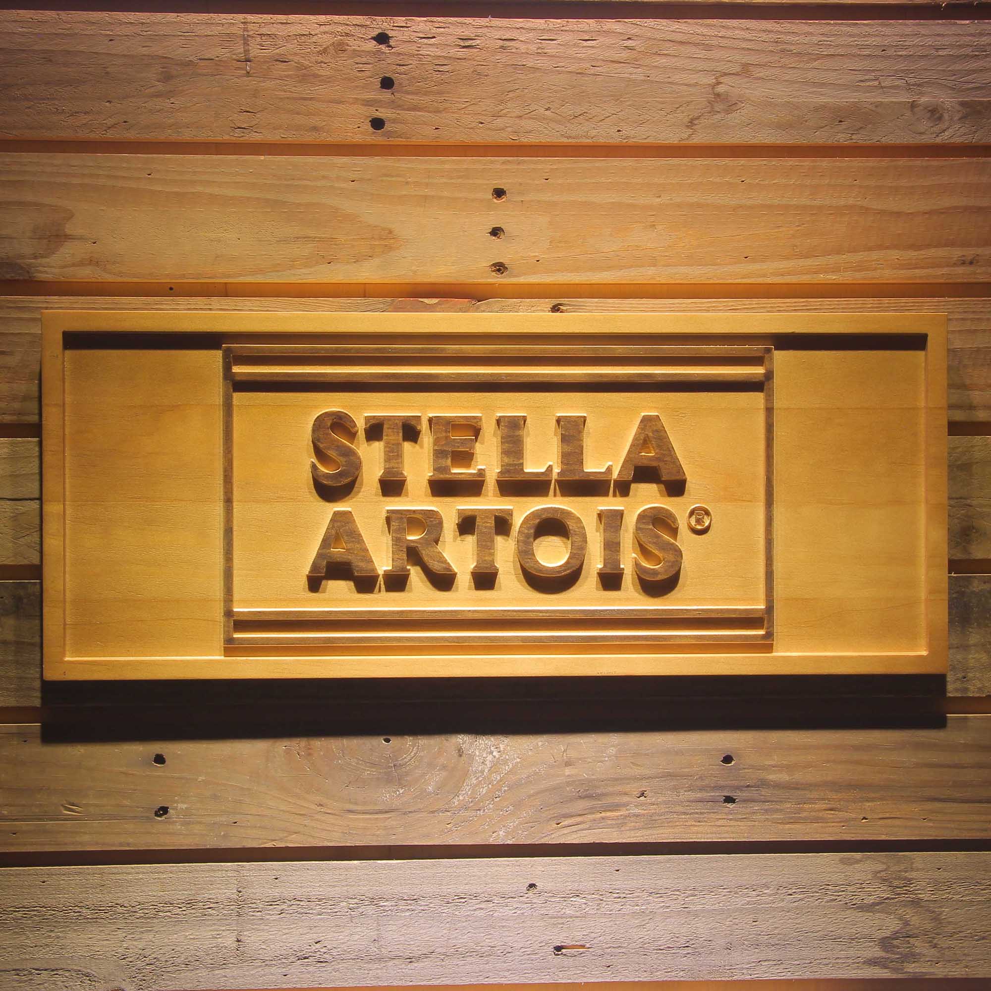 Stella Artois Beer Bar 3D Wooden Engrave Sign