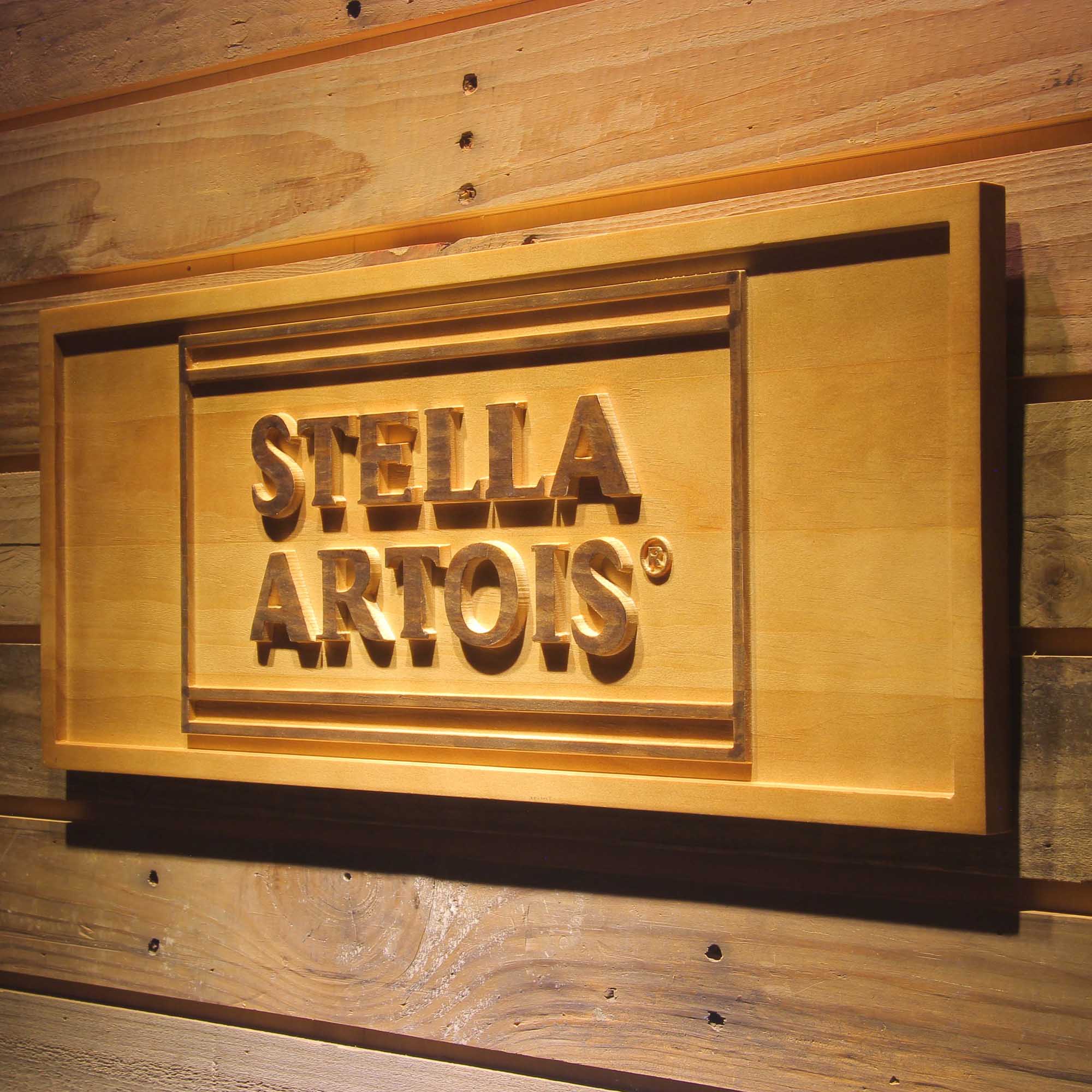 Stella Artois Beer Bar 3D Wooden Engrave Sign