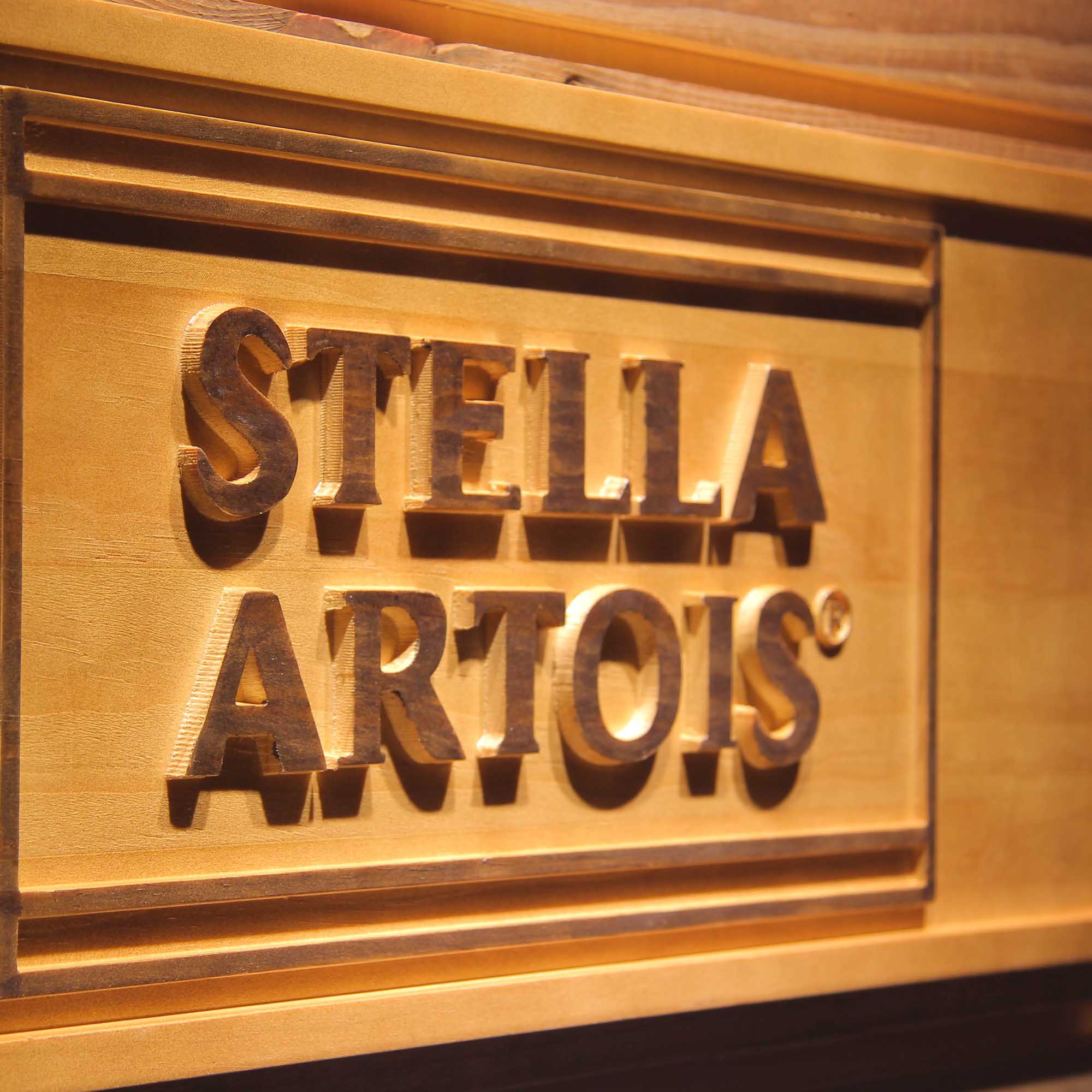 Stella Artois Beer Bar 3D Wooden Engrave Sign