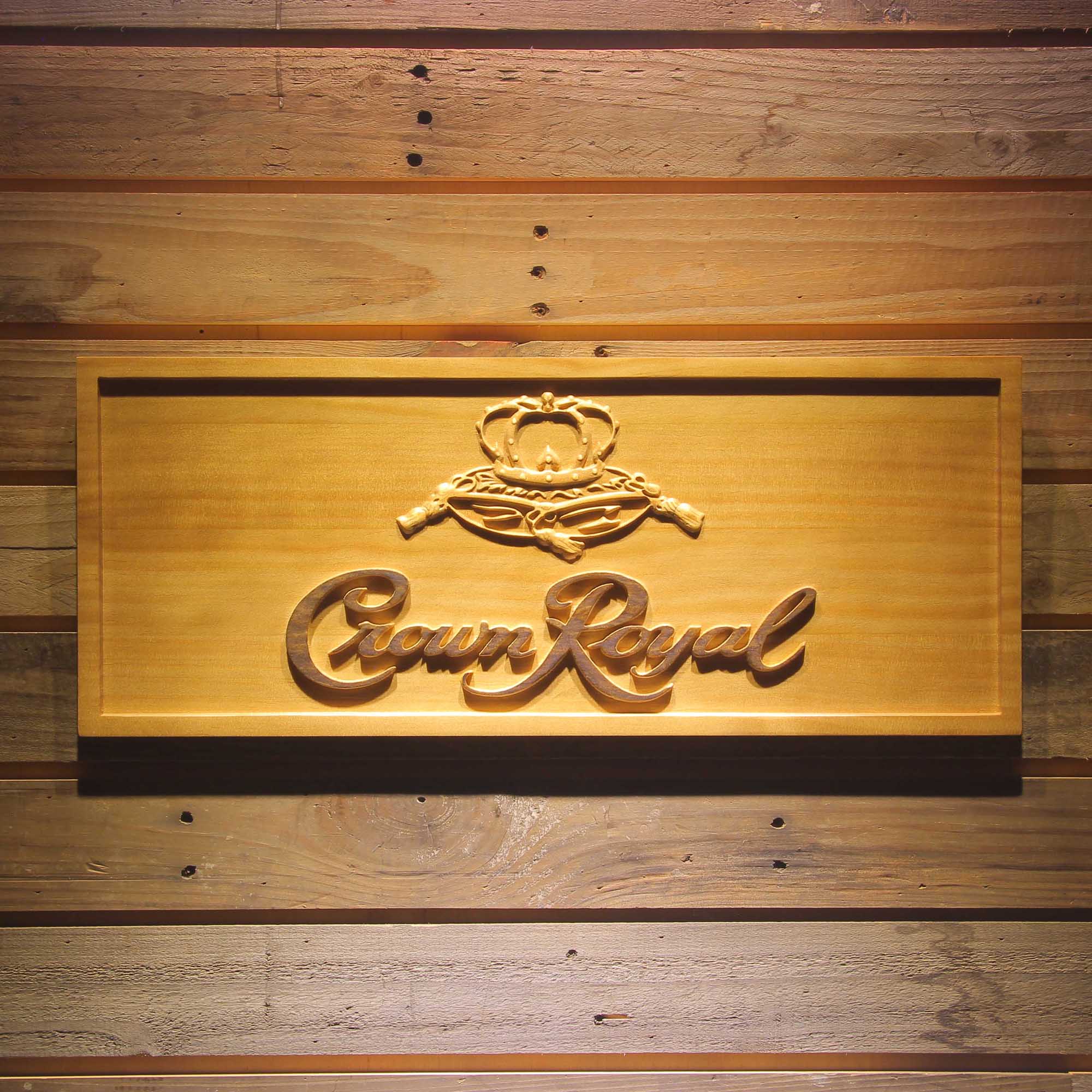 Crown Royal Beer 3D Wooden Engrave Sign