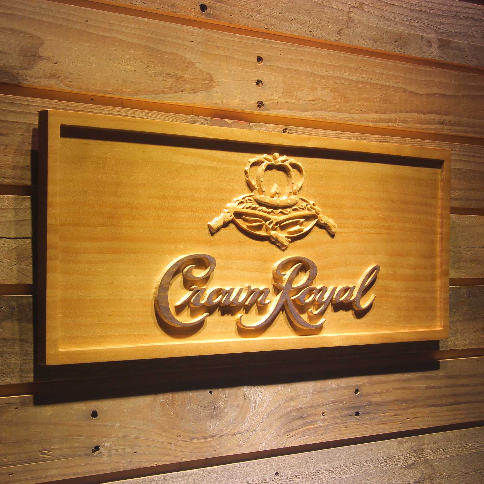 Crown Royal Beer 3D Wooden Engrave Sign