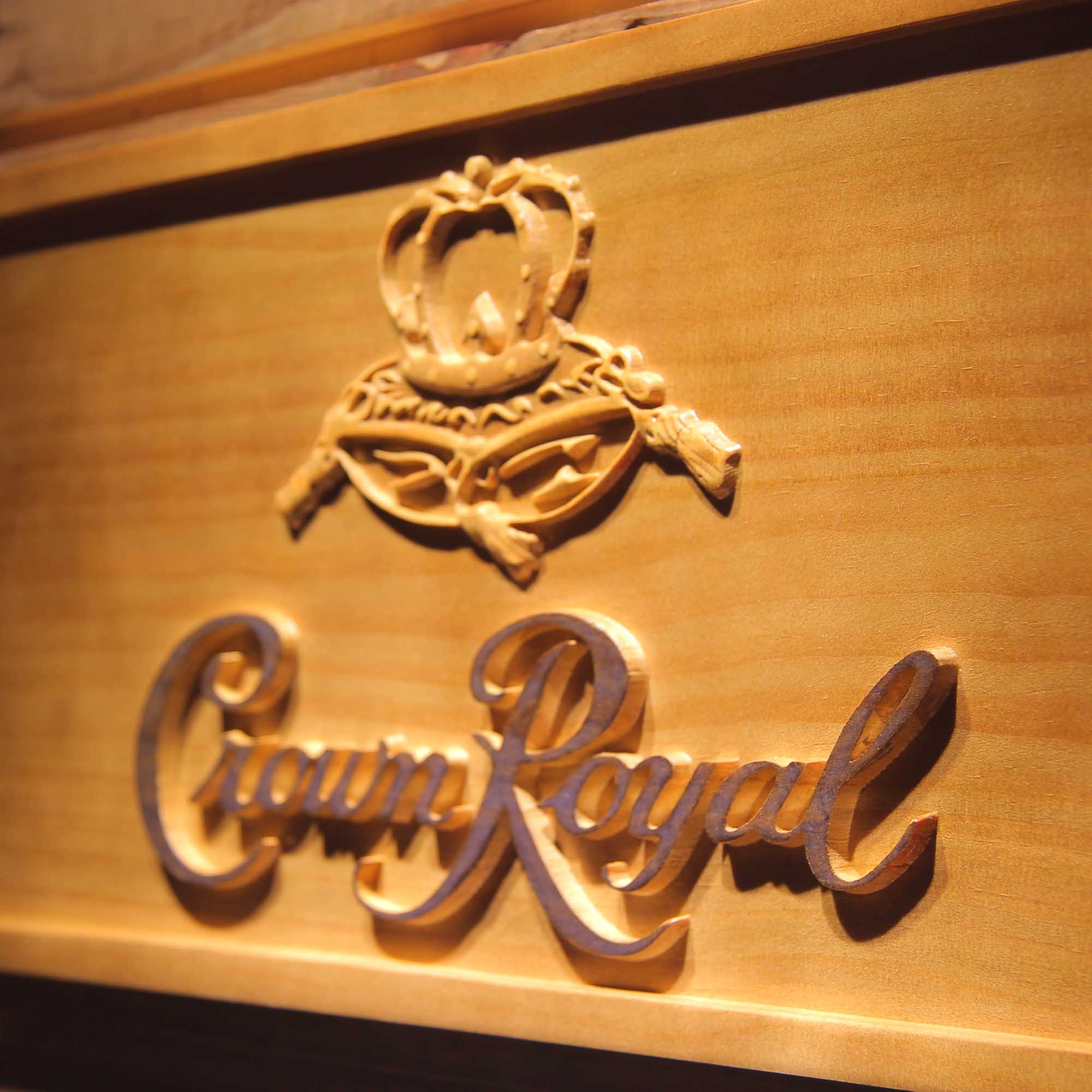 Crown Royal Beer 3D Wooden Engrave Sign