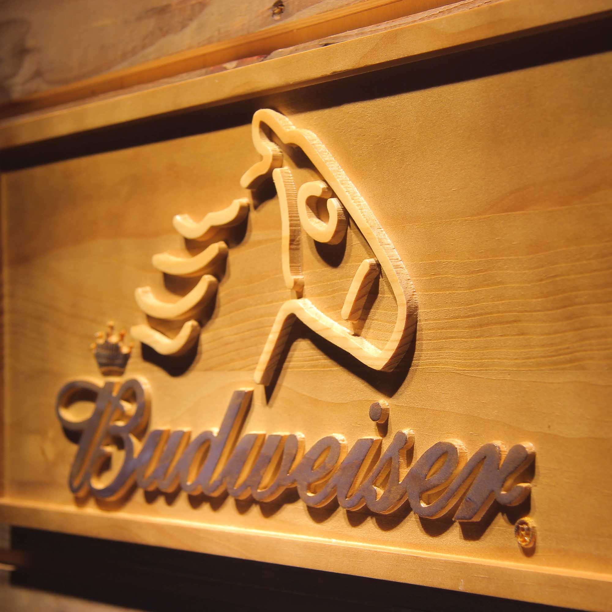 Budweiser Horse Head 3D Wooden Engrave Sign