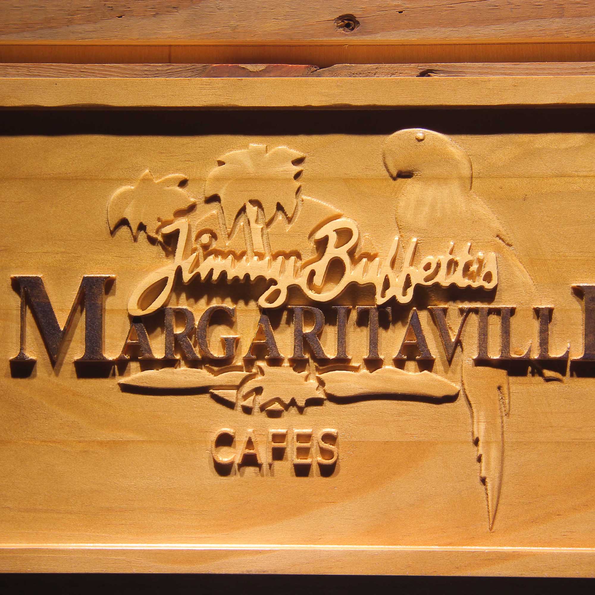 Jimmy Buffett's Margaritaville Caf茅 3D Wooden Engrave Sign
