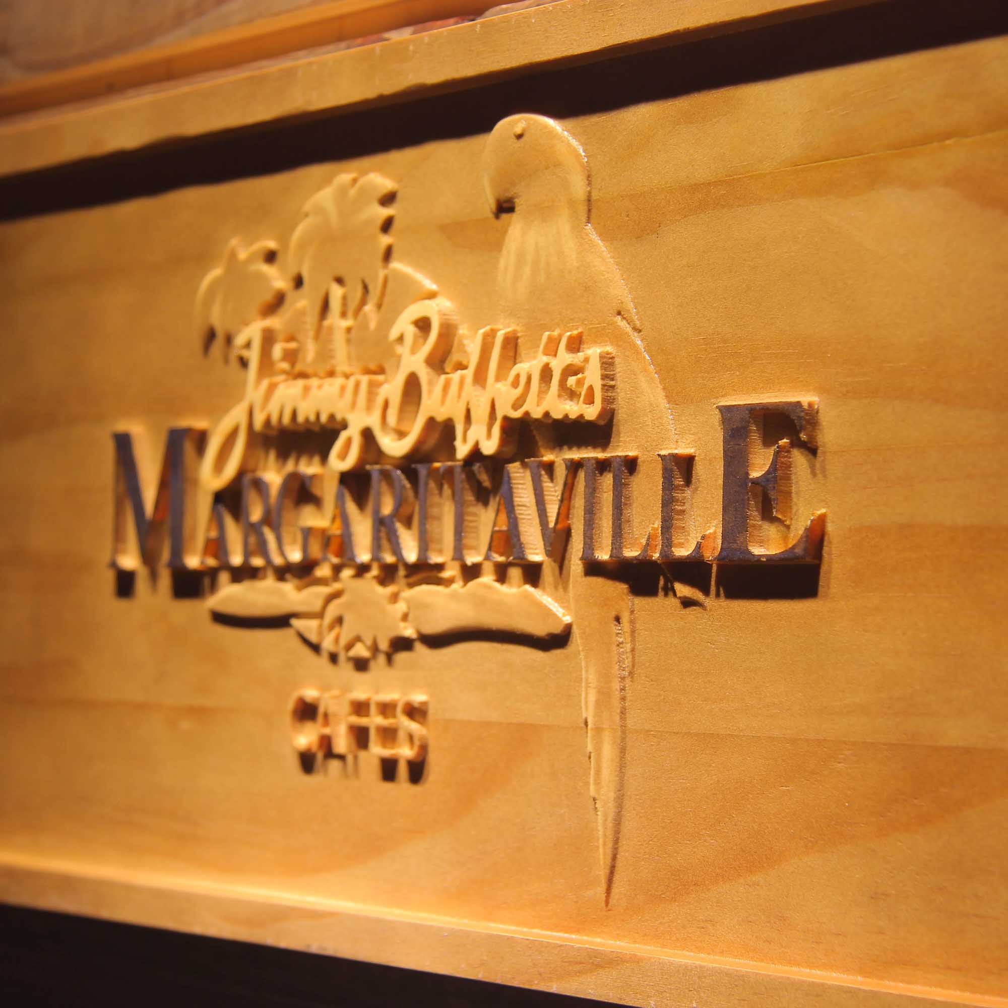 Jimmy Buffett's Margaritaville Caf茅 3D Wooden Engrave Sign