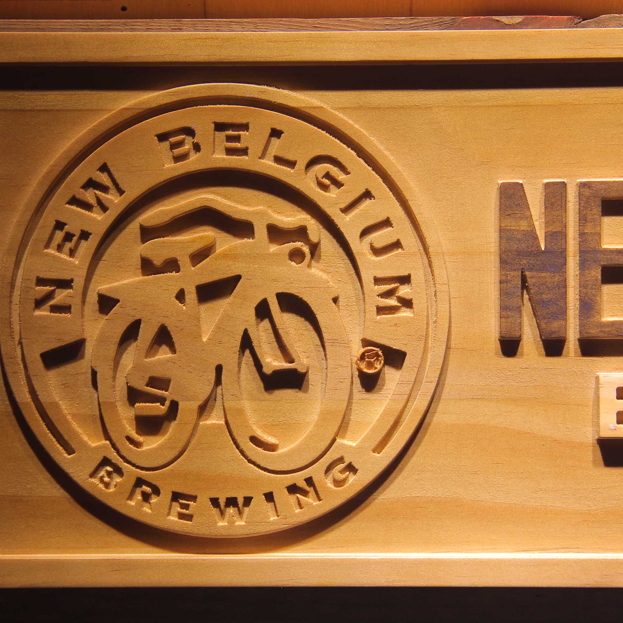 New Belgium Beer Fat Tire 3D Wooden Engrave Sign