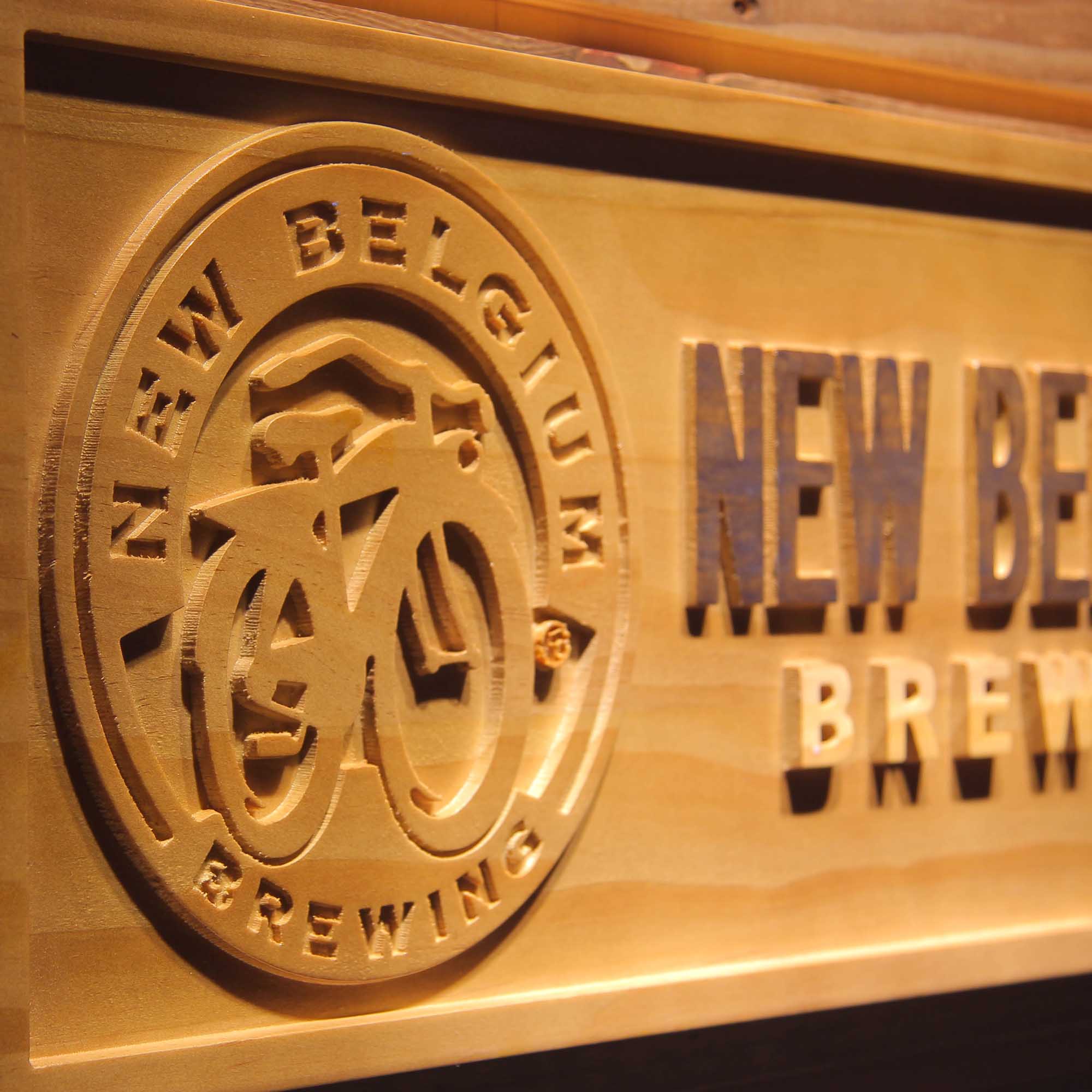 New Belgium Beer Fat Tire 3D Wooden Engrave Sign