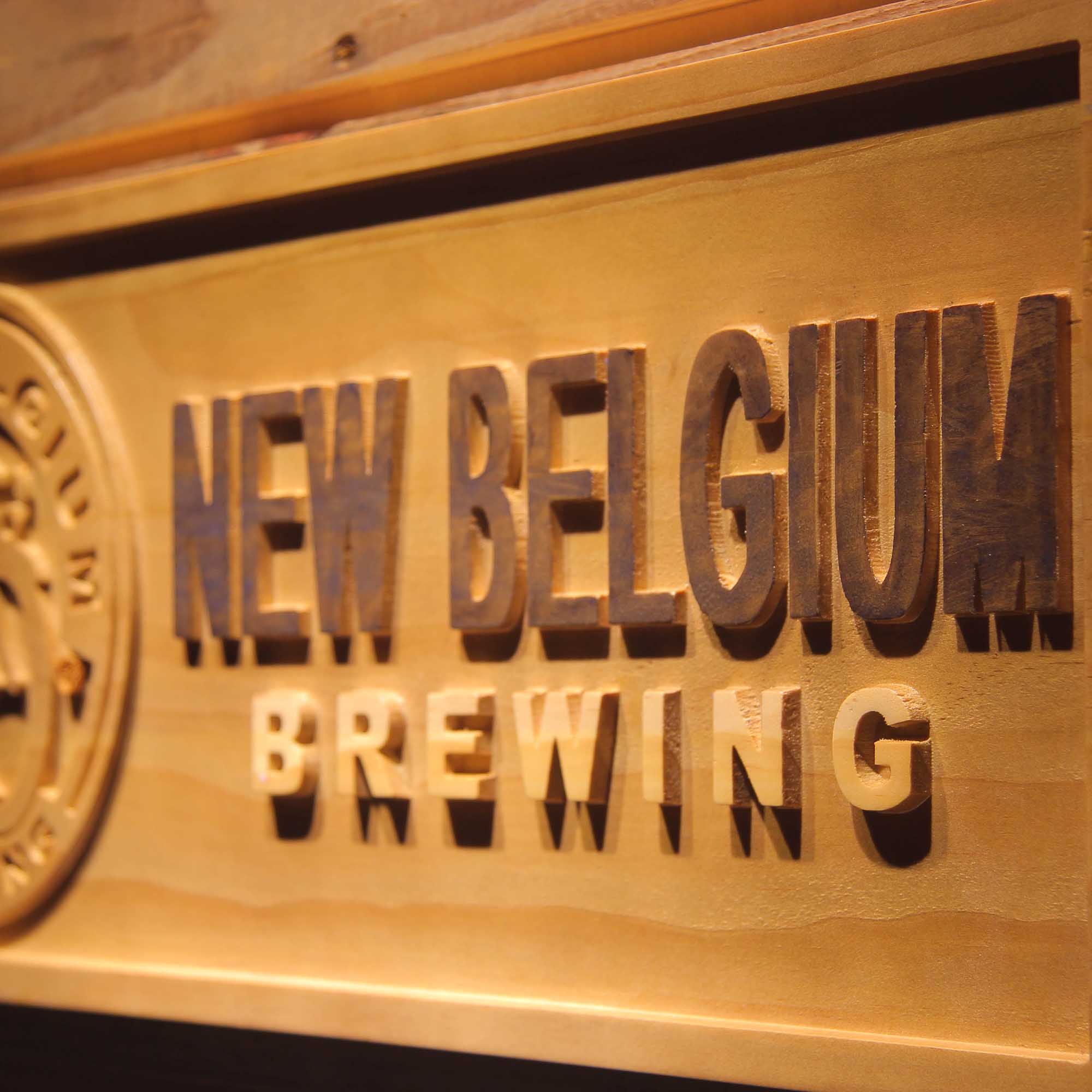 New Belgium Beer Fat Tire 3D Wooden Engrave Sign