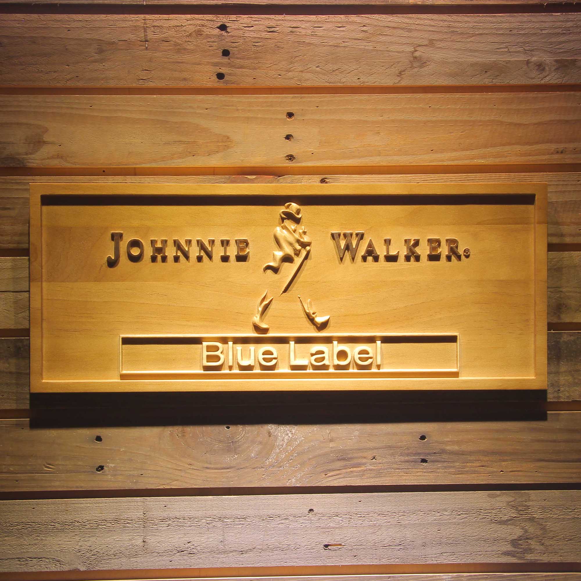 Johnnie Walker Blue Label 3D Wooden Engrave Sign