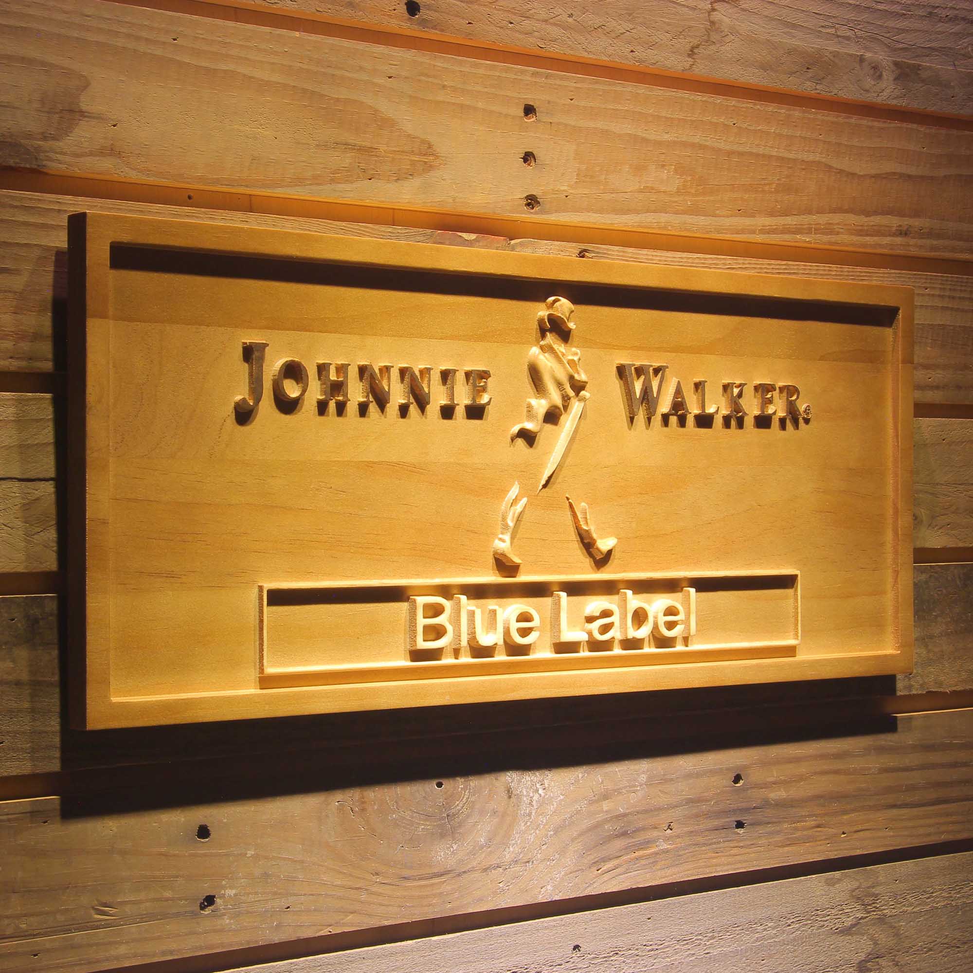 Johnnie Walker Blue Label 3D Wooden Engrave Sign