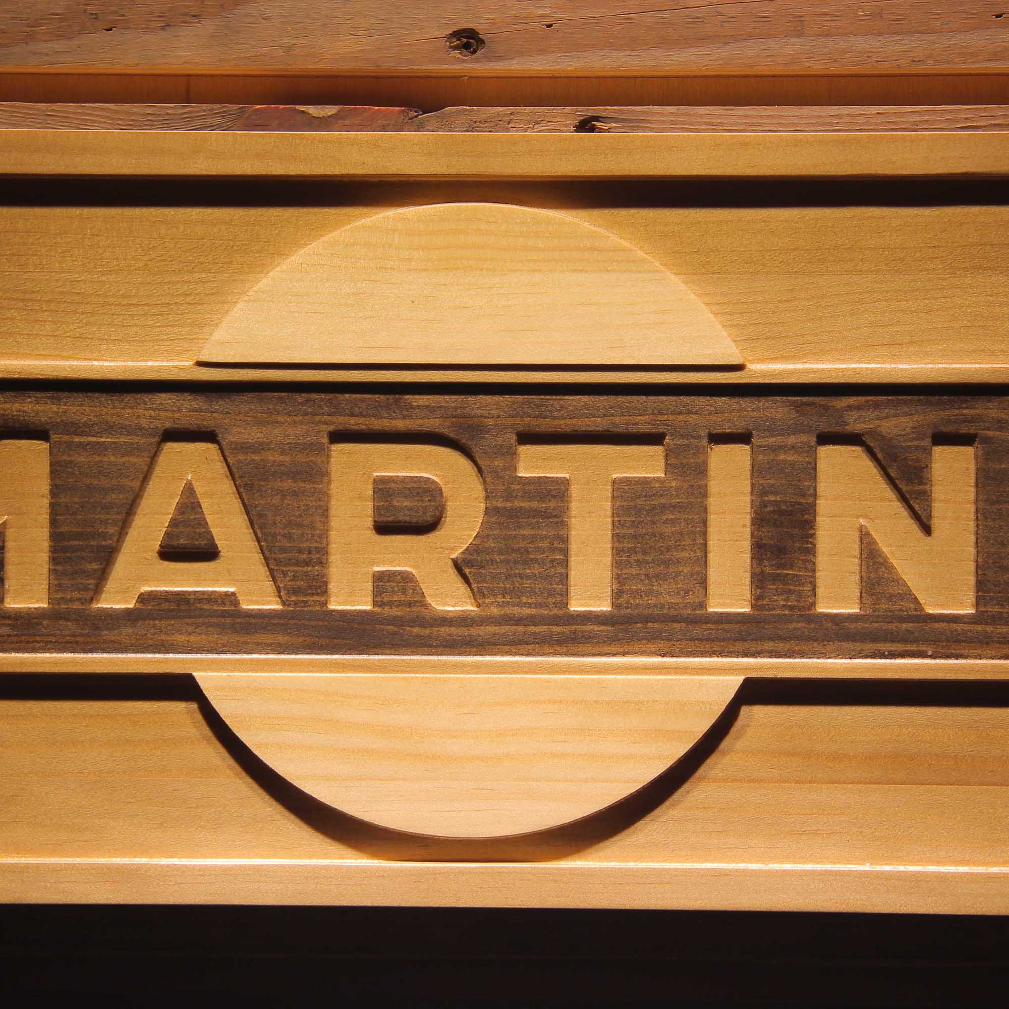 Martini Wine 3D Wooden Engrave Sign