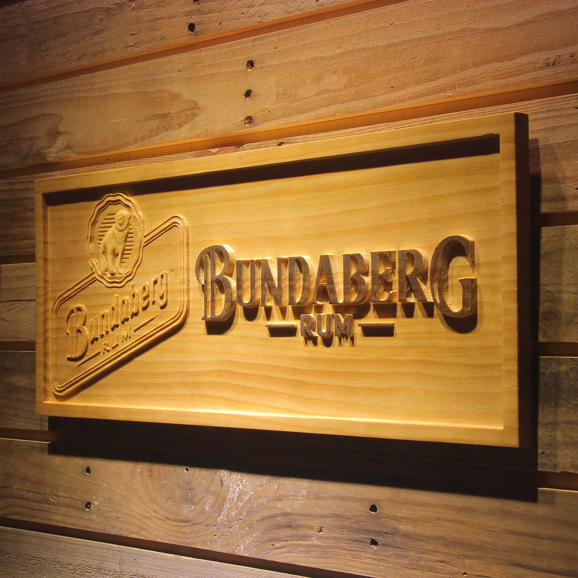 Bundaberg Rum Wine 3D Wooden Engrave Sign