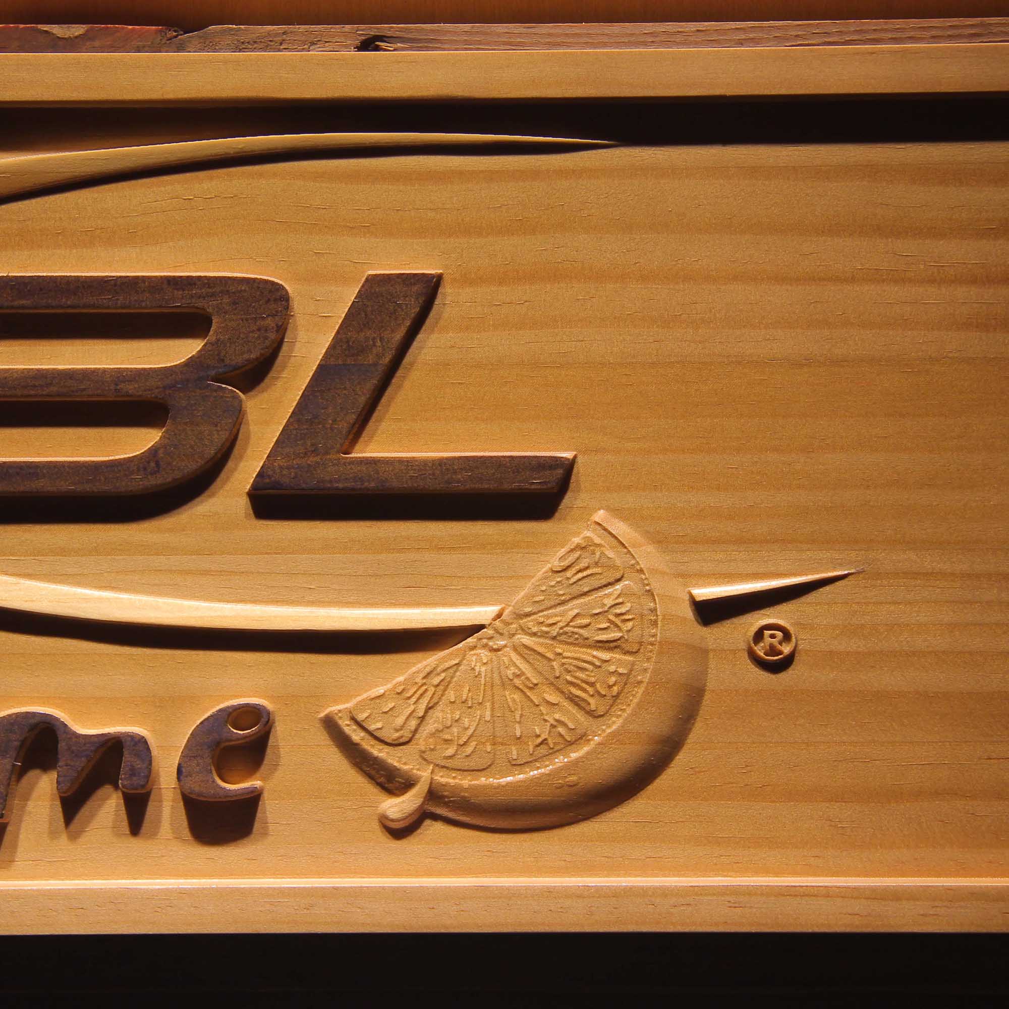 Blue Light Lime 3D Wooden Engrave Sign