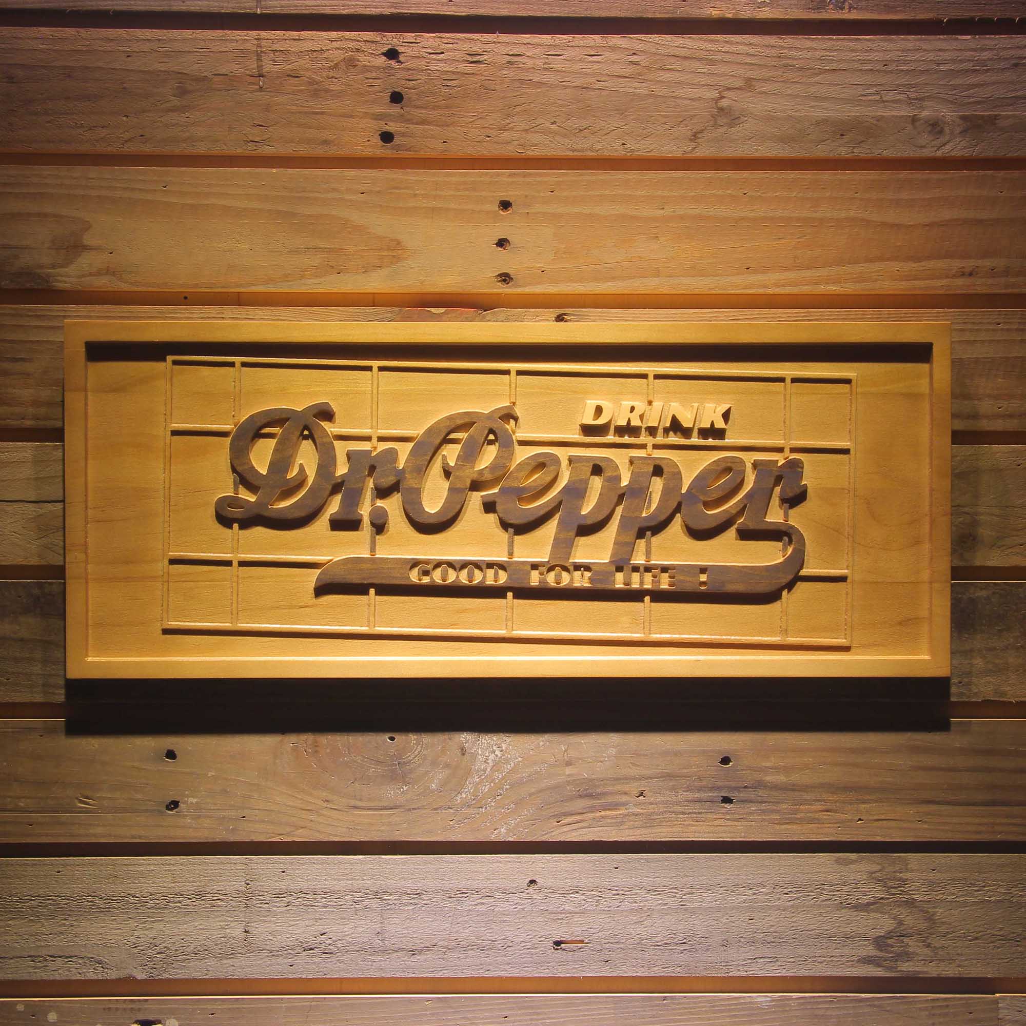 Dr Pepper Drink 3D Wooden Engrave Sign