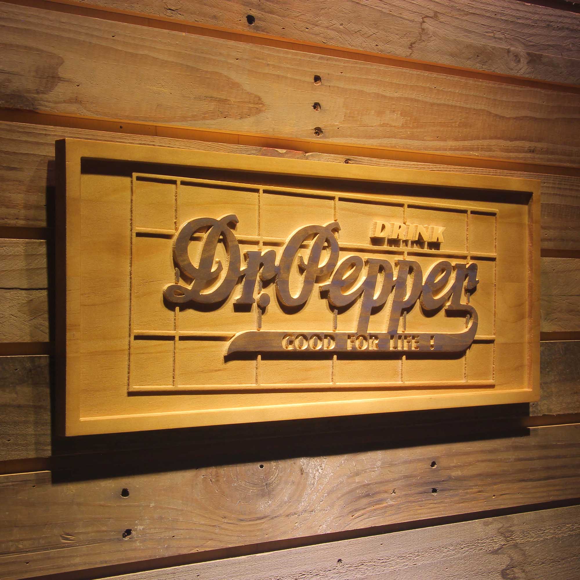 Dr Pepper Drink 3D Wooden Engrave Sign