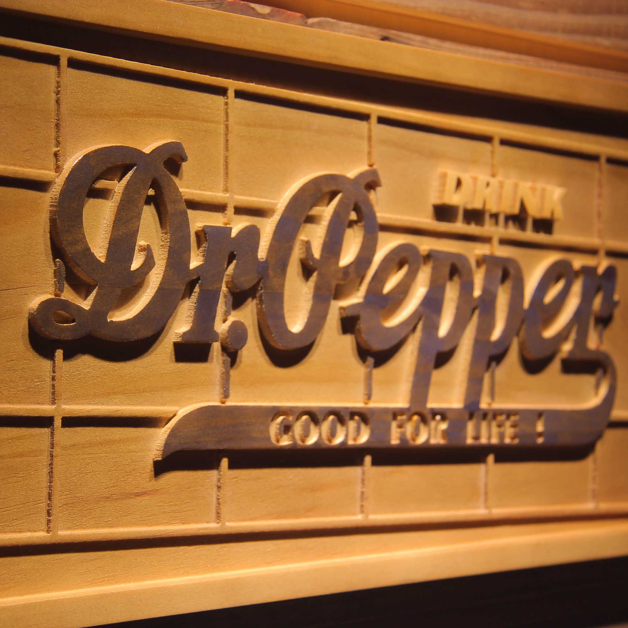 Dr Pepper Drink 3D Wooden Engrave Sign