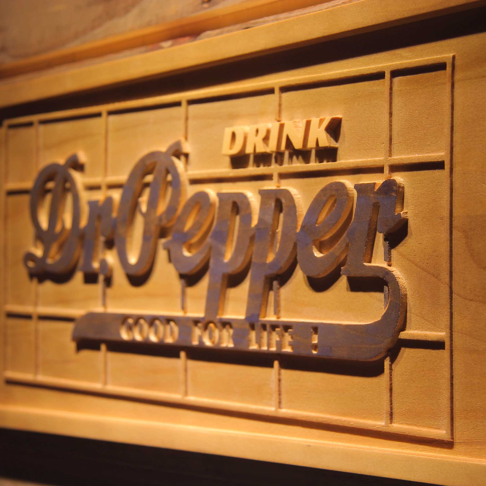 Dr Pepper Drink 3D Wooden Engrave Sign