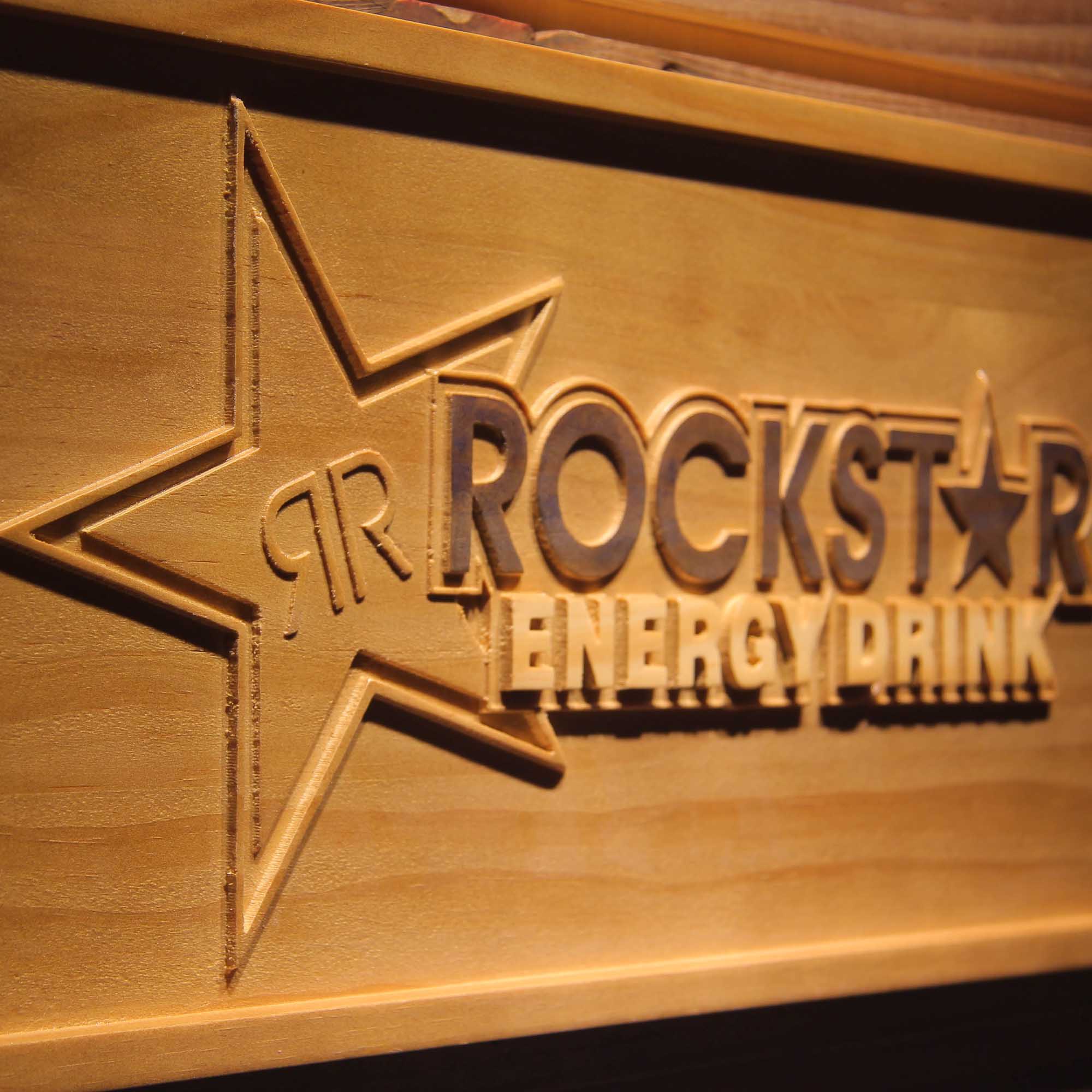 Rockstar Energy Drink 3D Wooden Engrave Sign