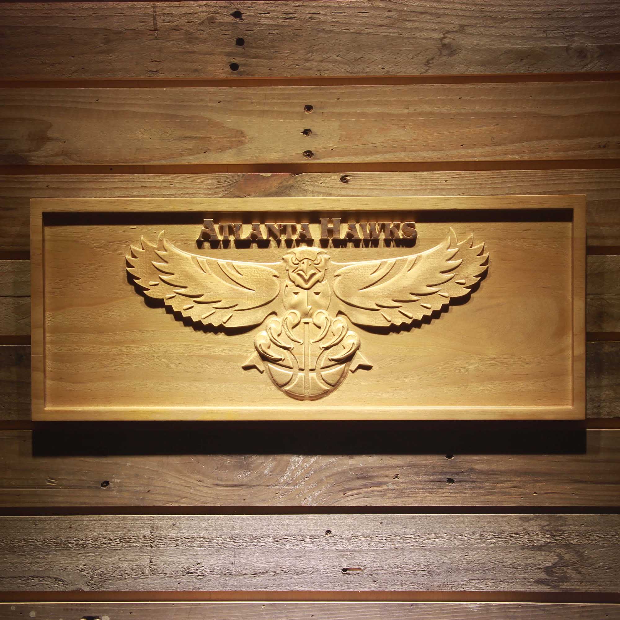 Atlanta Hawks Basketball Man Cave Sport 3D Wooden Engrave Sign