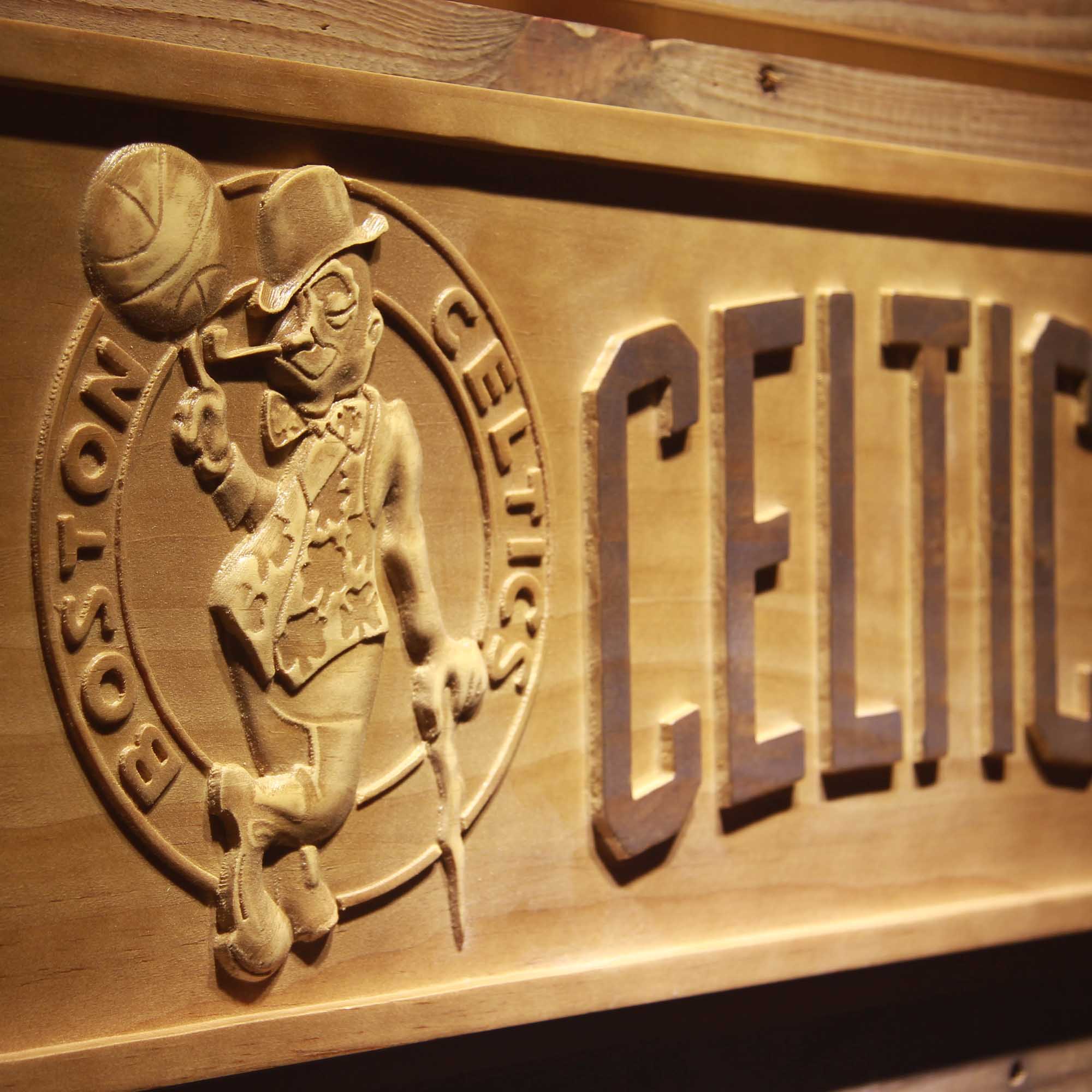 Boston Celtics Basketball Man Cave Sport 3D Wooden Engrave Sign