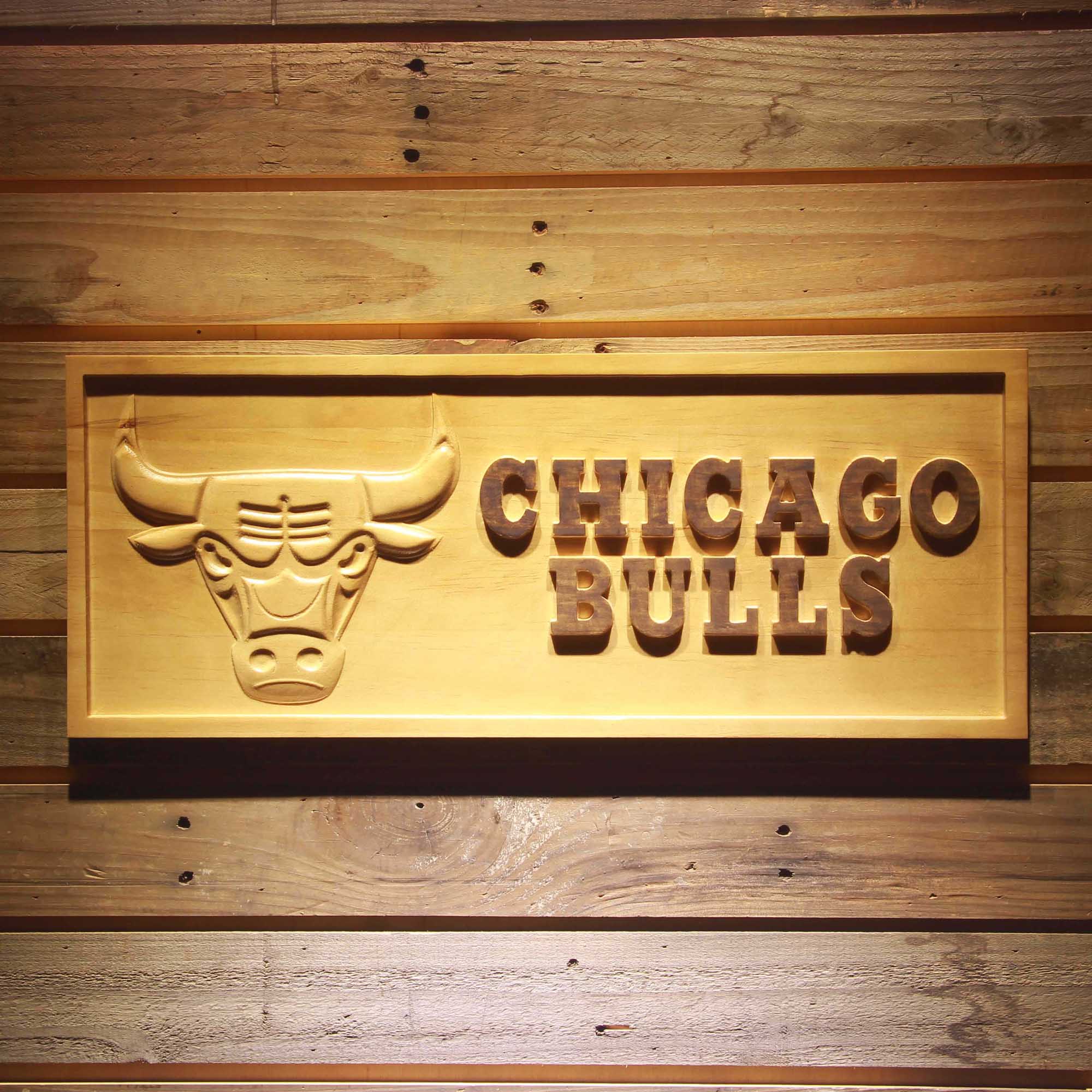 Chicago Bulls Basketball Man Cave Sport 3D Wooden Engrave Sign