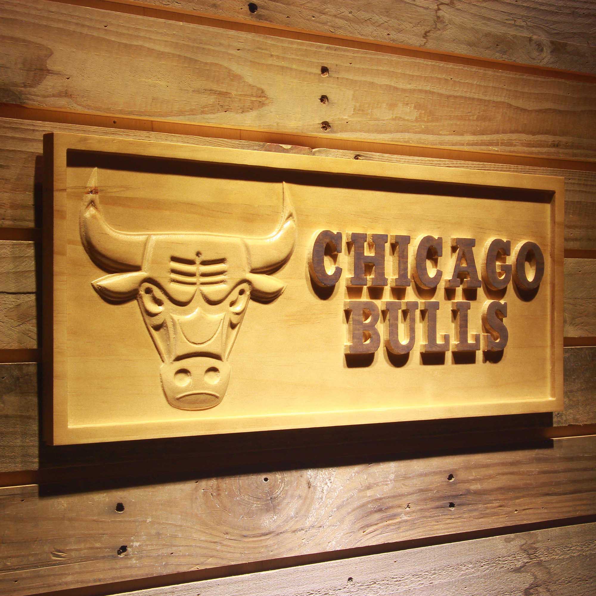 Chicago Bulls Basketball Man Cave Sport 3D Wooden Engrave Sign